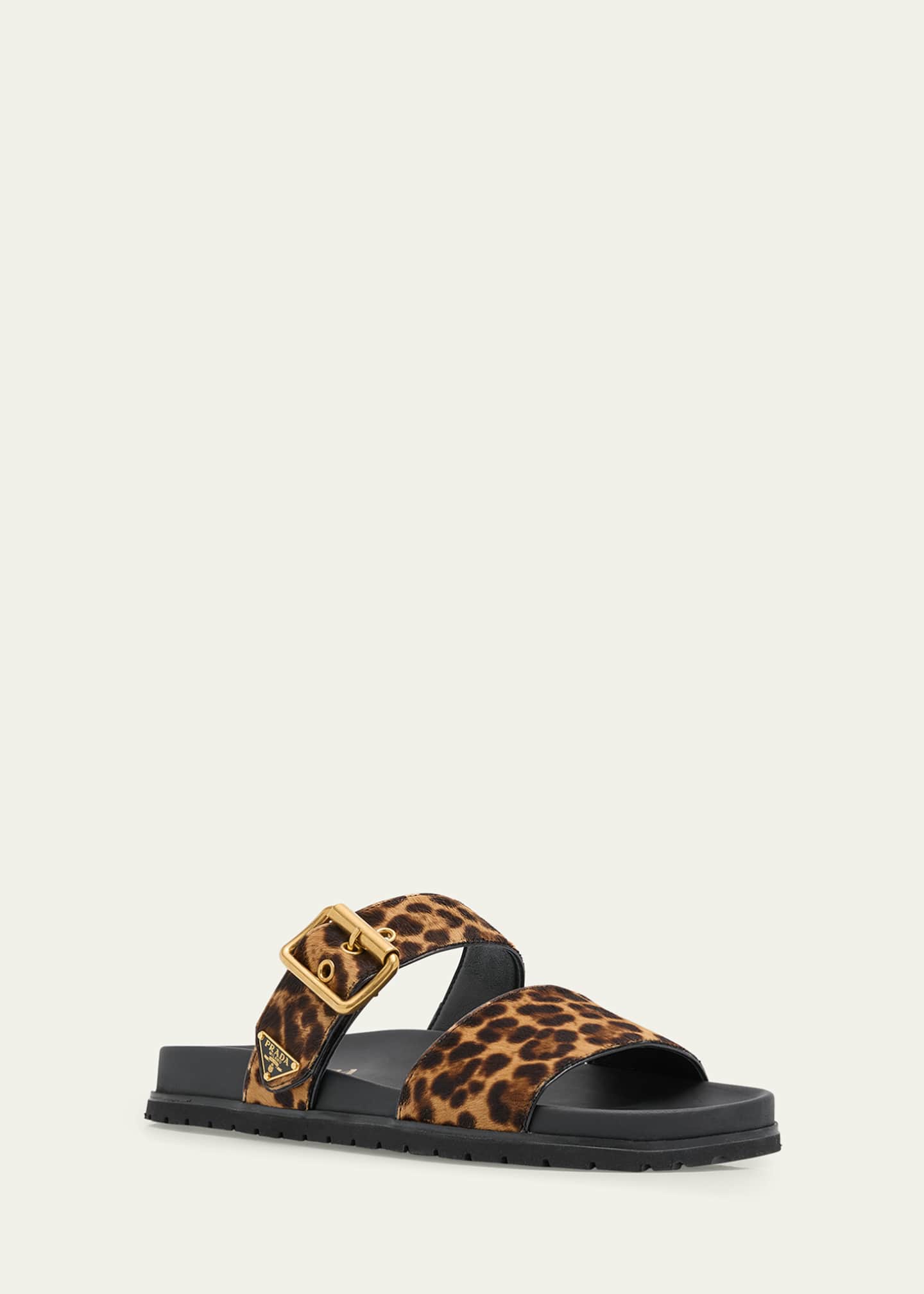 Prada Leopard Buckle Sporty Slide Sandals Image 3 of 6