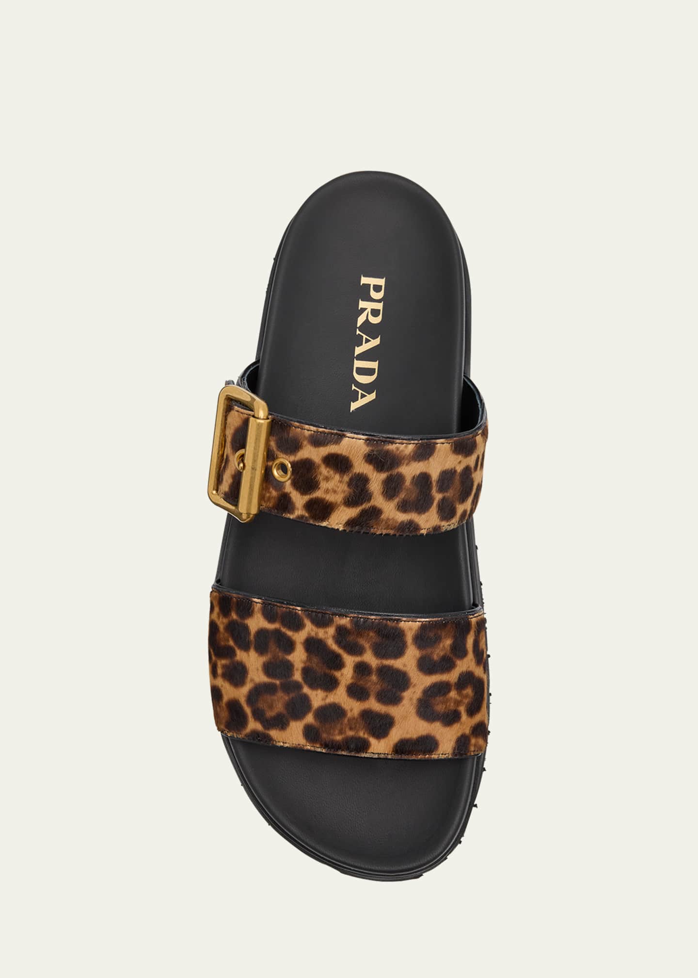Prada Leopard Buckle Sporty Slide Sandals Image 6 of 6
