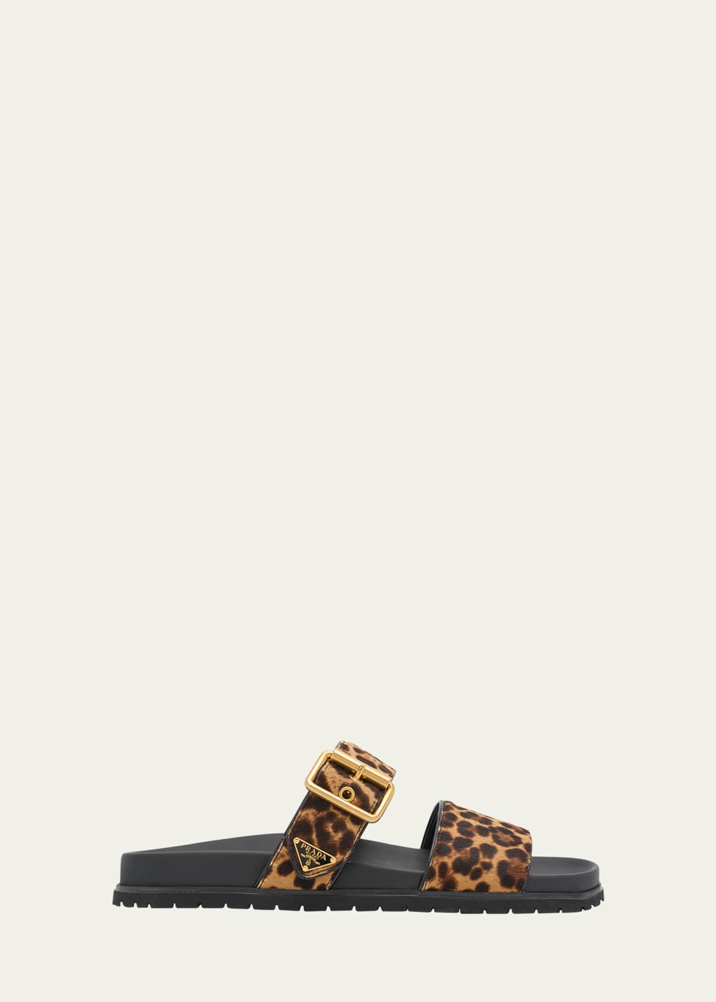 Prada Leopard Buckle Sporty Slide Sandals Image 1 of 6