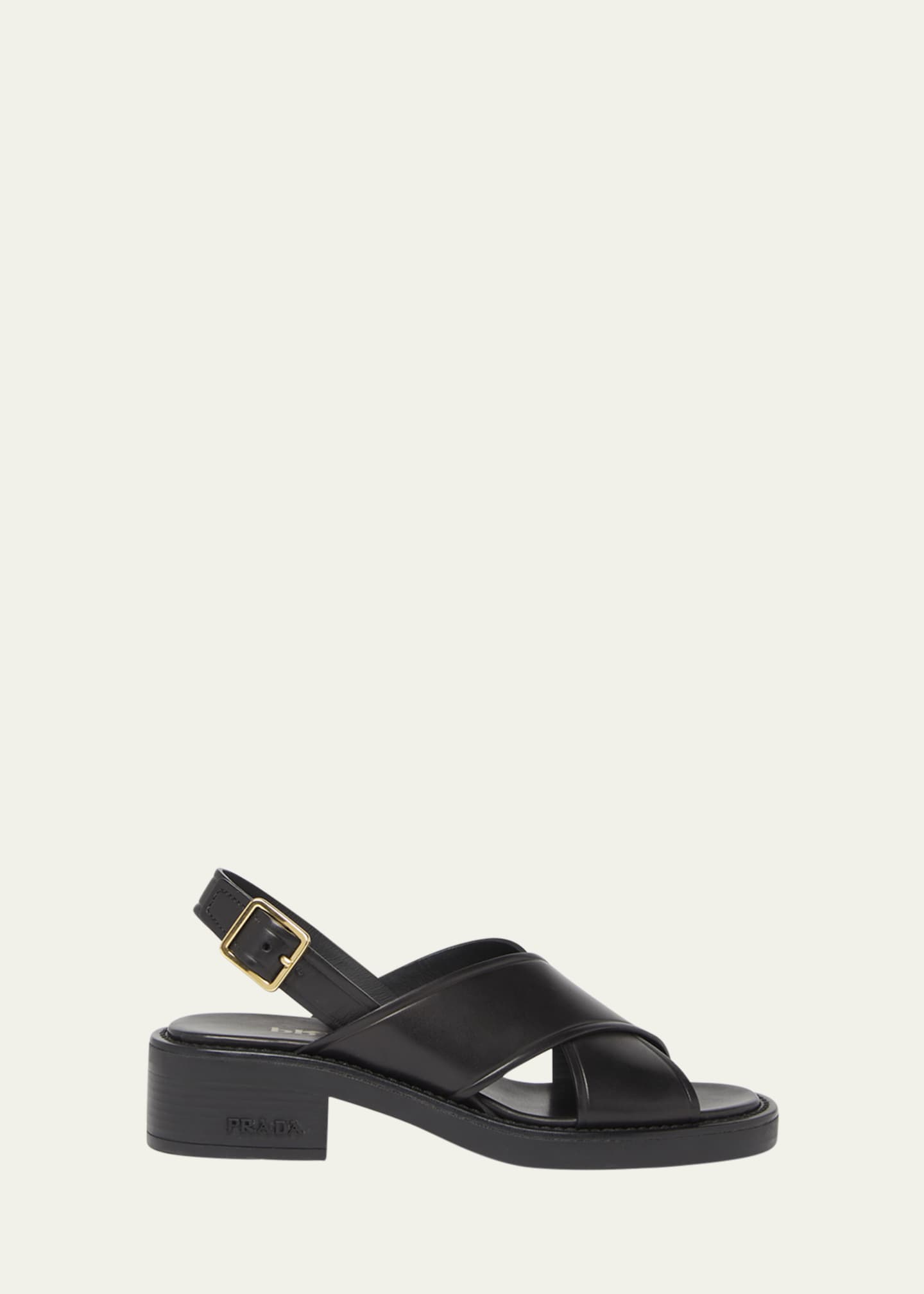 Prada Leather Crisscross Slingback Sandals Image 1 of 5