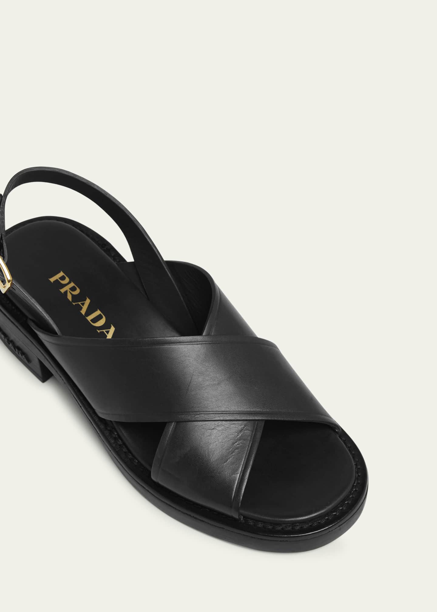 Prada Leather Crisscross Slingback Sandals Image 5 of 5