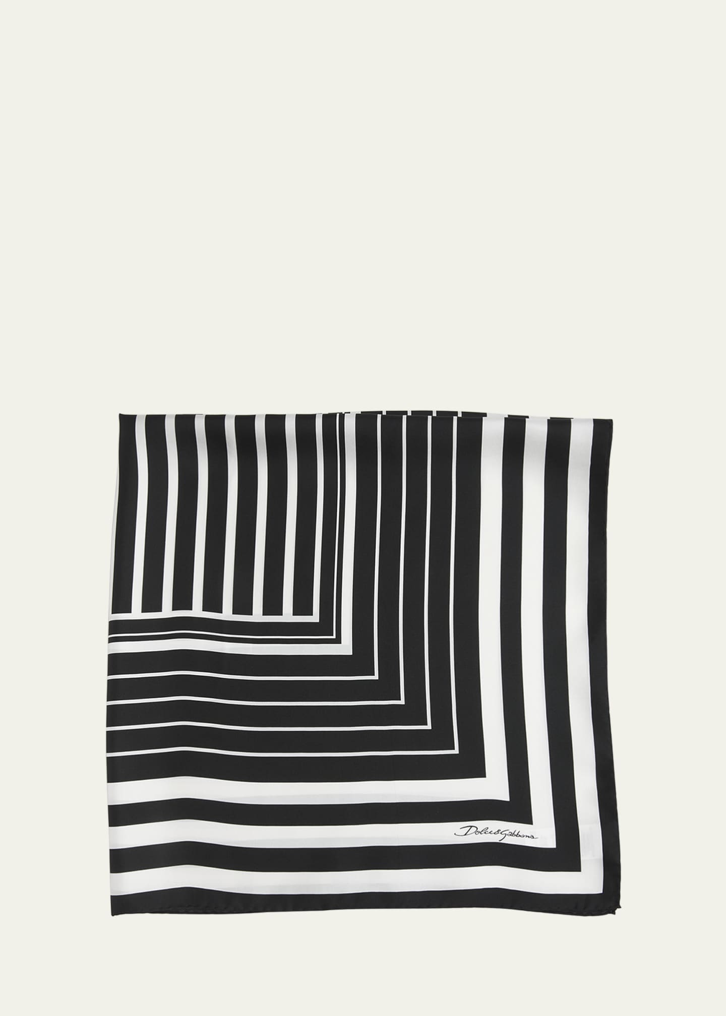 Dolce&Gabbana Striped Silk Twill Square Scarf Image 1 of 2