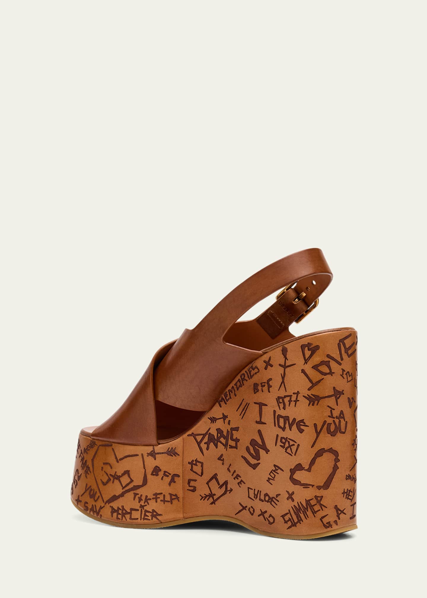 Chloe Maxime Leather Crisscross Platform Sandals Image 4 of 6