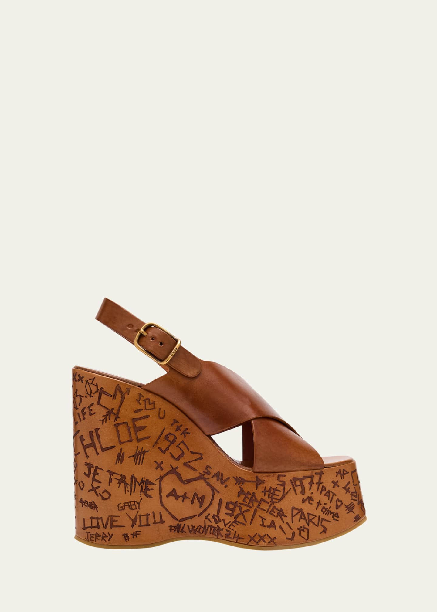 Chloe Maxime Leather Crisscross Platform Sandals Image 1 of 6