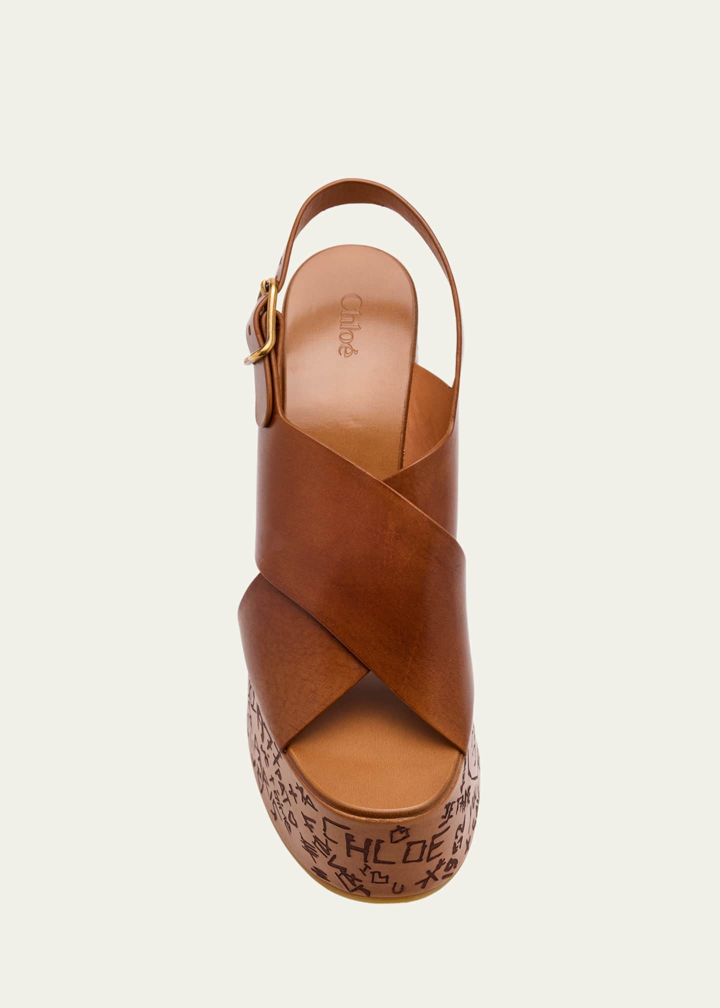 Chloe Maxime Leather Crisscross Platform Sandals Image 5 of 6