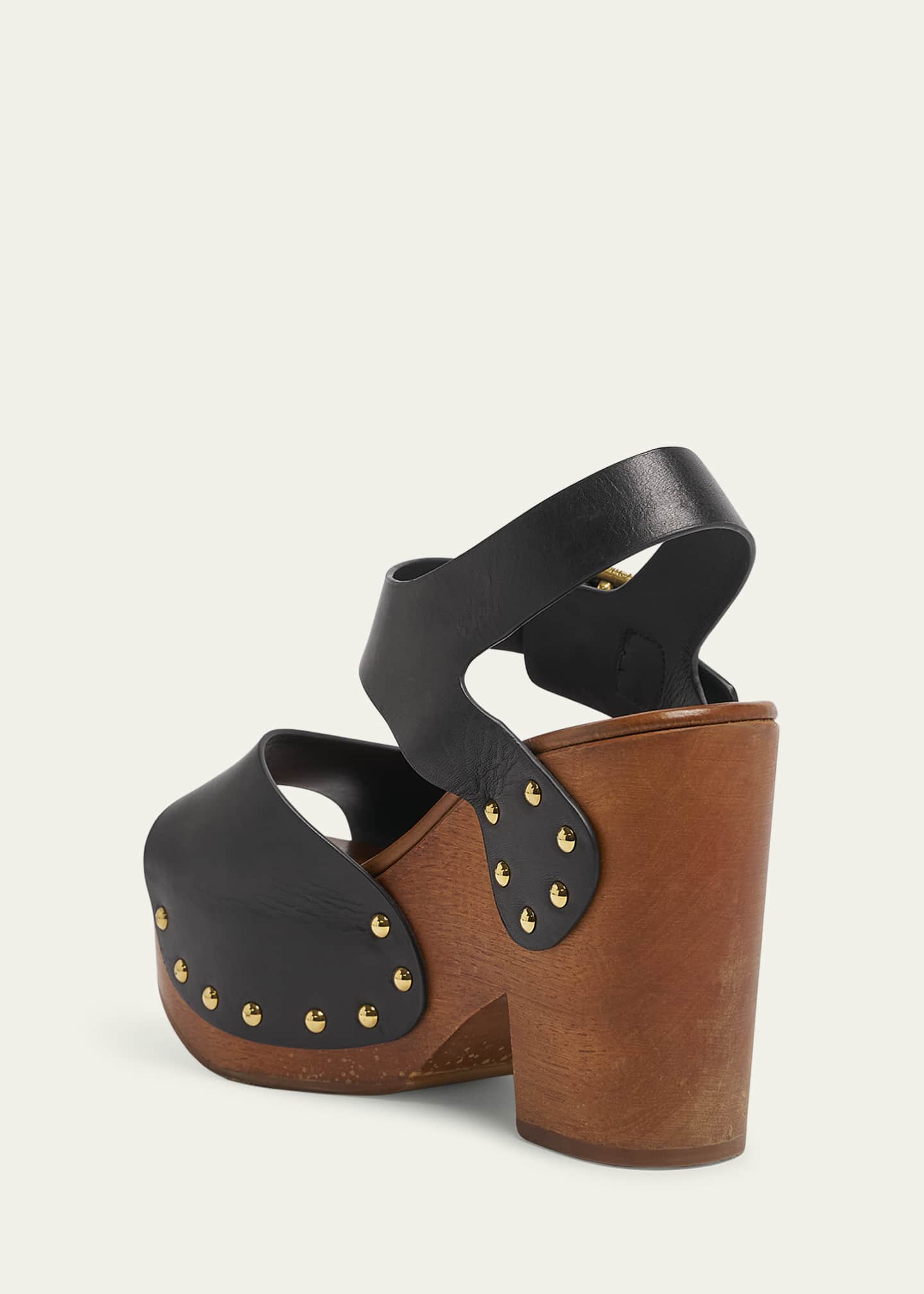 Chloe Jeannette Leather Clog Platform Sandals Image 4 of 5