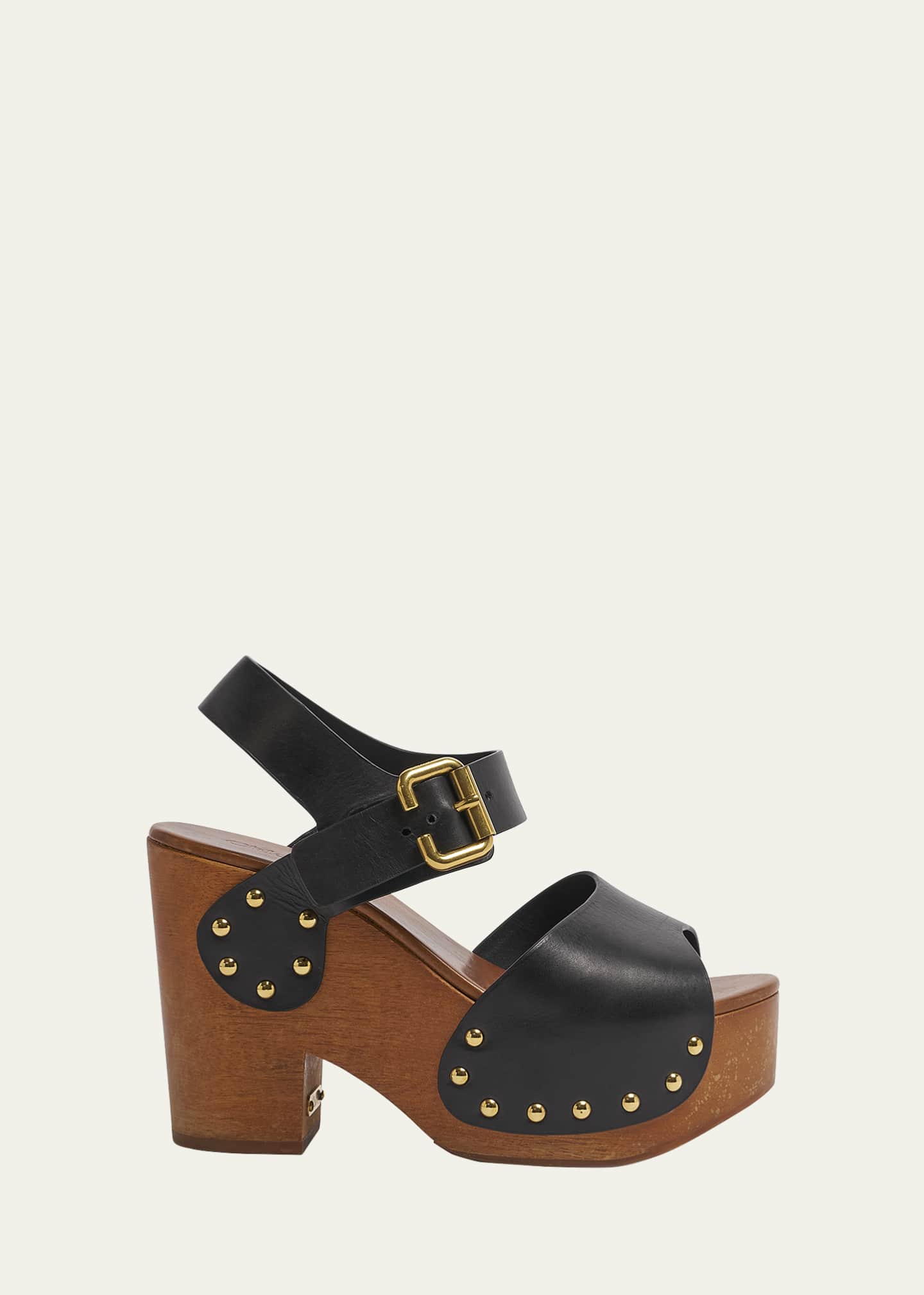 Chloe Jeannette Leather Clog Platform Sandals Image 1 of 5