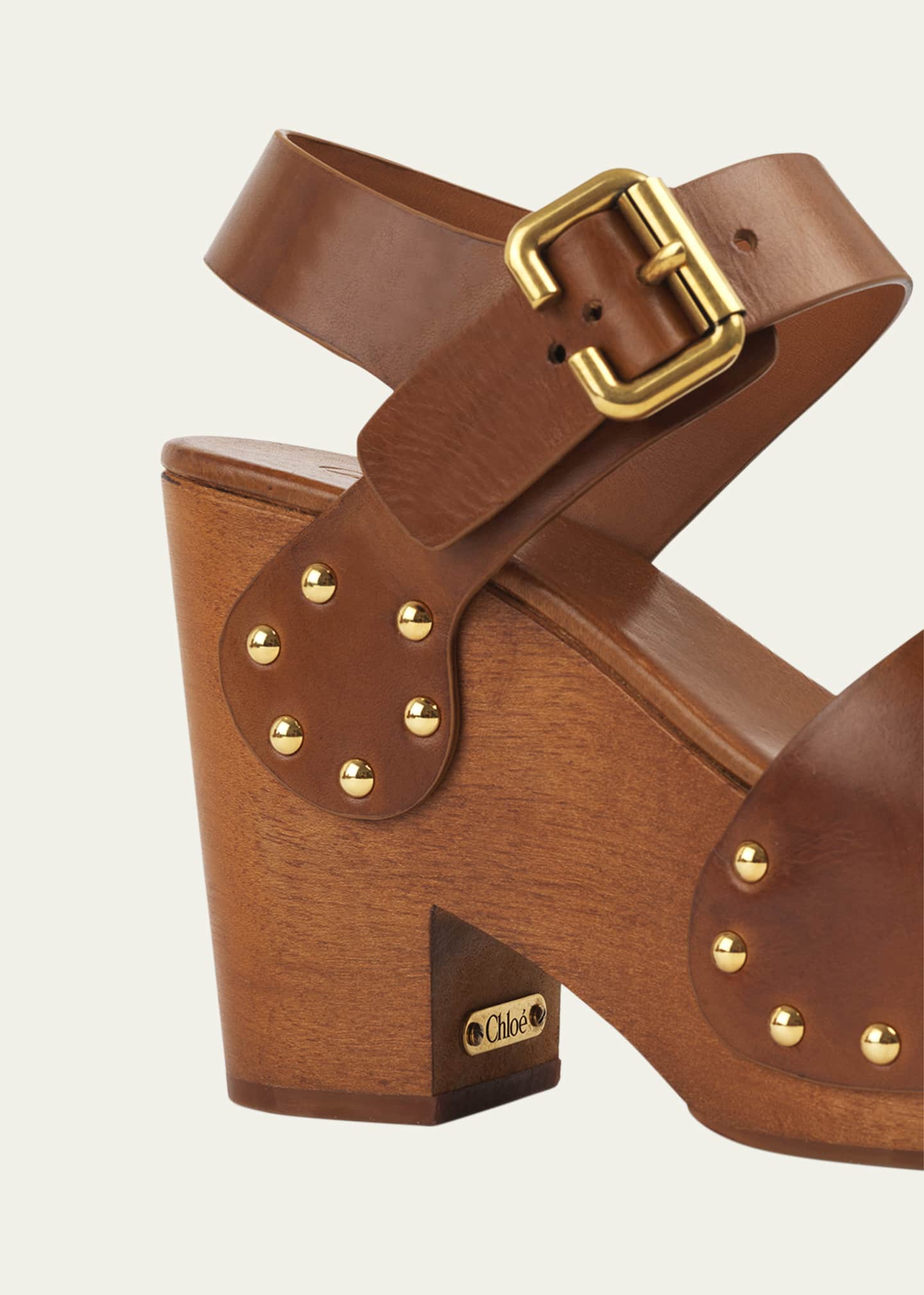 Chloe Jeannette Leather Clog Platform Sandals Image 6 of 6