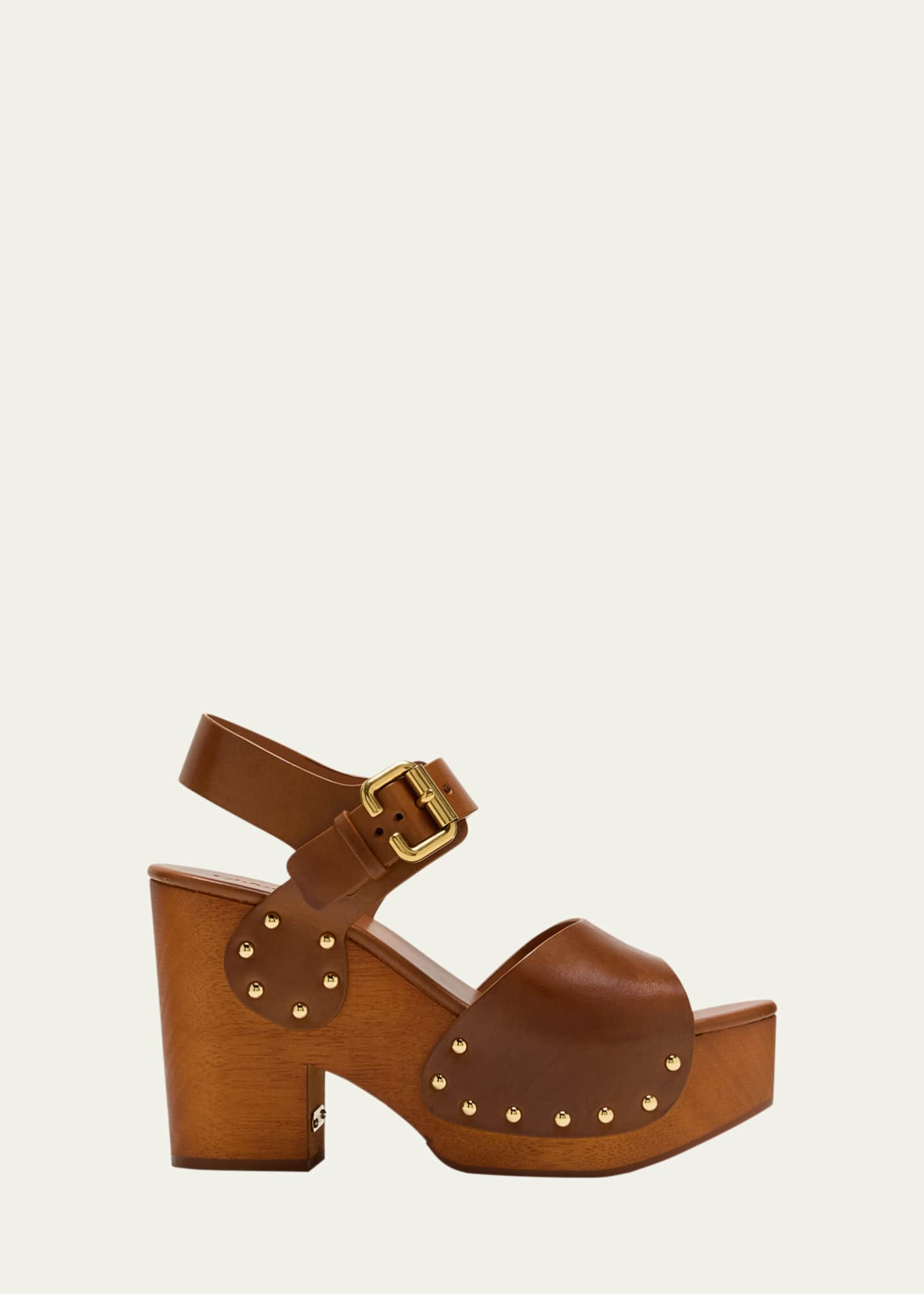 Chloe Jeannette Leather Clog Platform Sandals Image 1 of 6