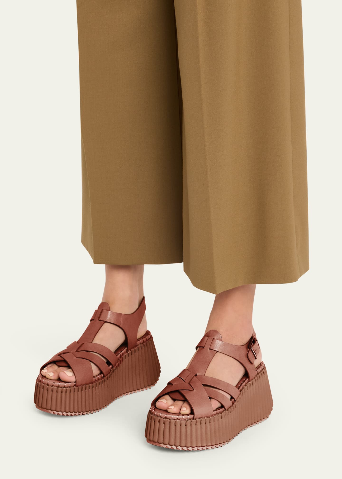Chloe Nama Leather T-Strap Platform Sandals - Bergdorf Goodman