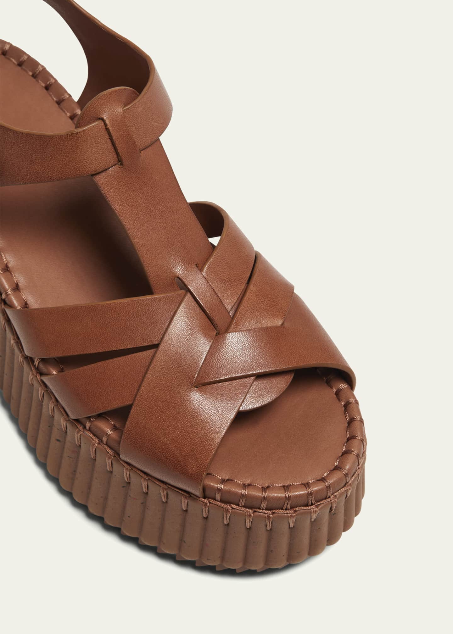 Chloe Nama Leather T-Strap Platform Sandals Image 3 of 3