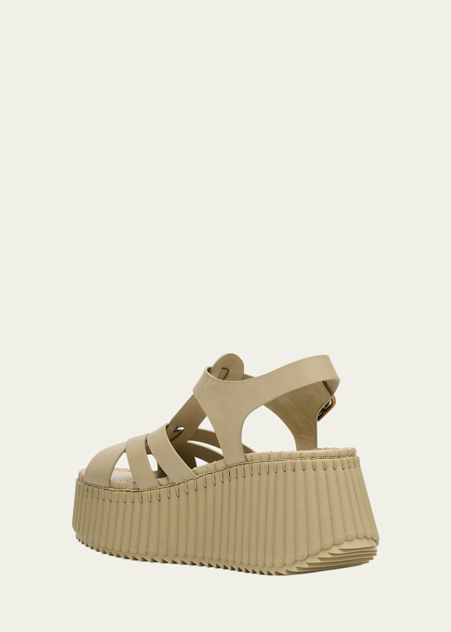 Chloe Nama Leather T-Strap Platform Sandals Image 4 of 6