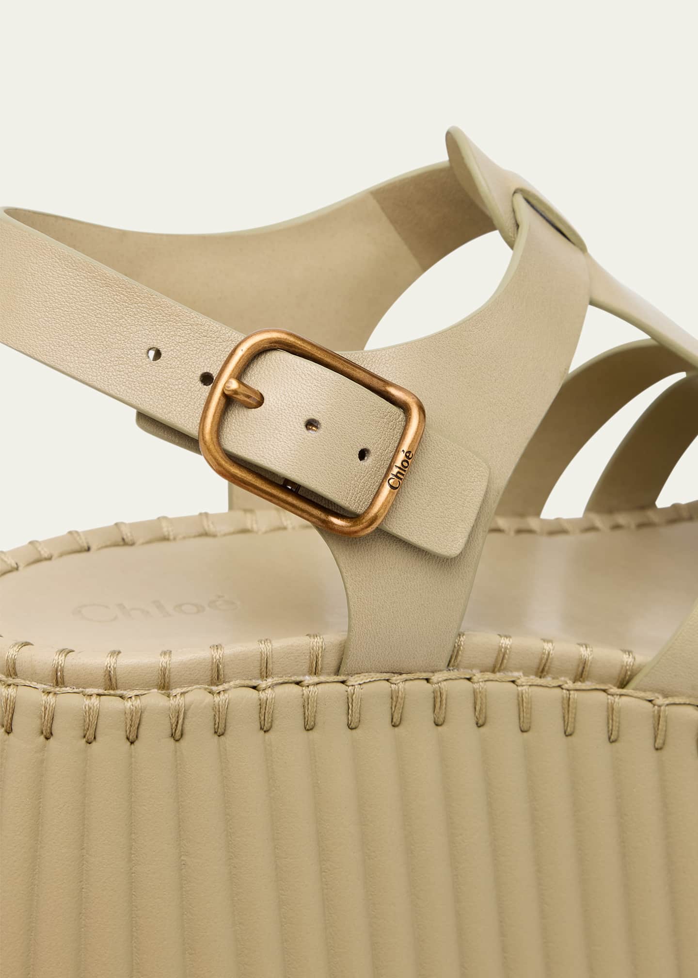 Chloe Nama Leather T-Strap Platform Sandals Image 5 of 6