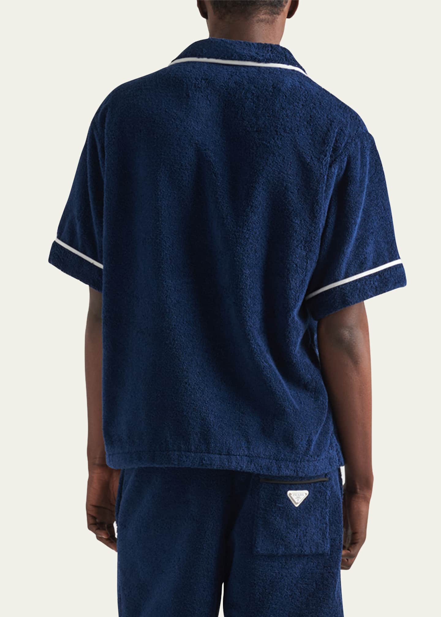 Prada Men's Terry Cloth Camp Shirt Image 3 of 4
