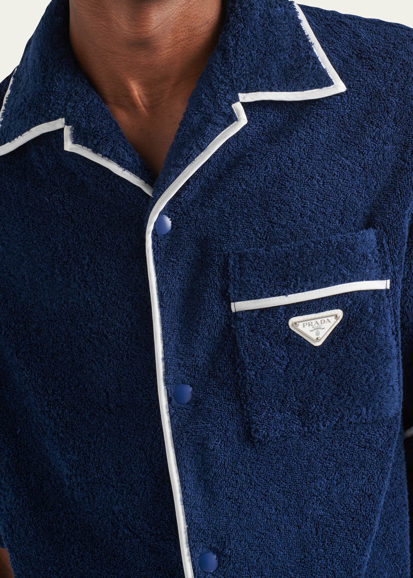 Prada Men's Terry Cloth Camp Shirt Image 4 of 4