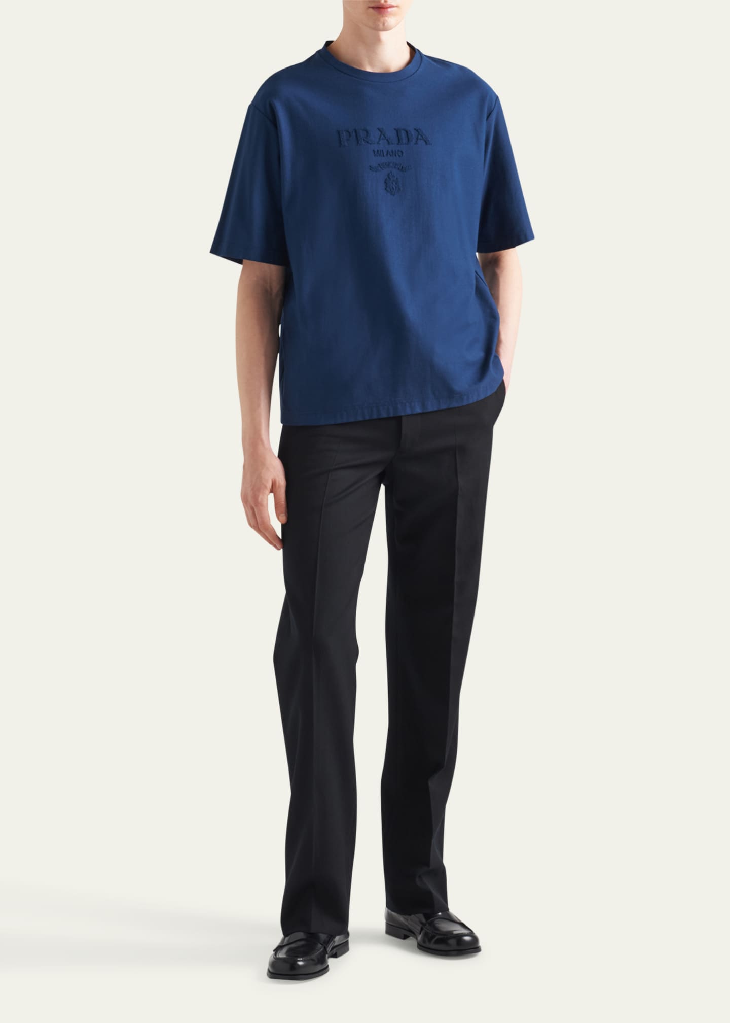 Prada Men's Jersey Logo T-Shirt Image 2 of 5