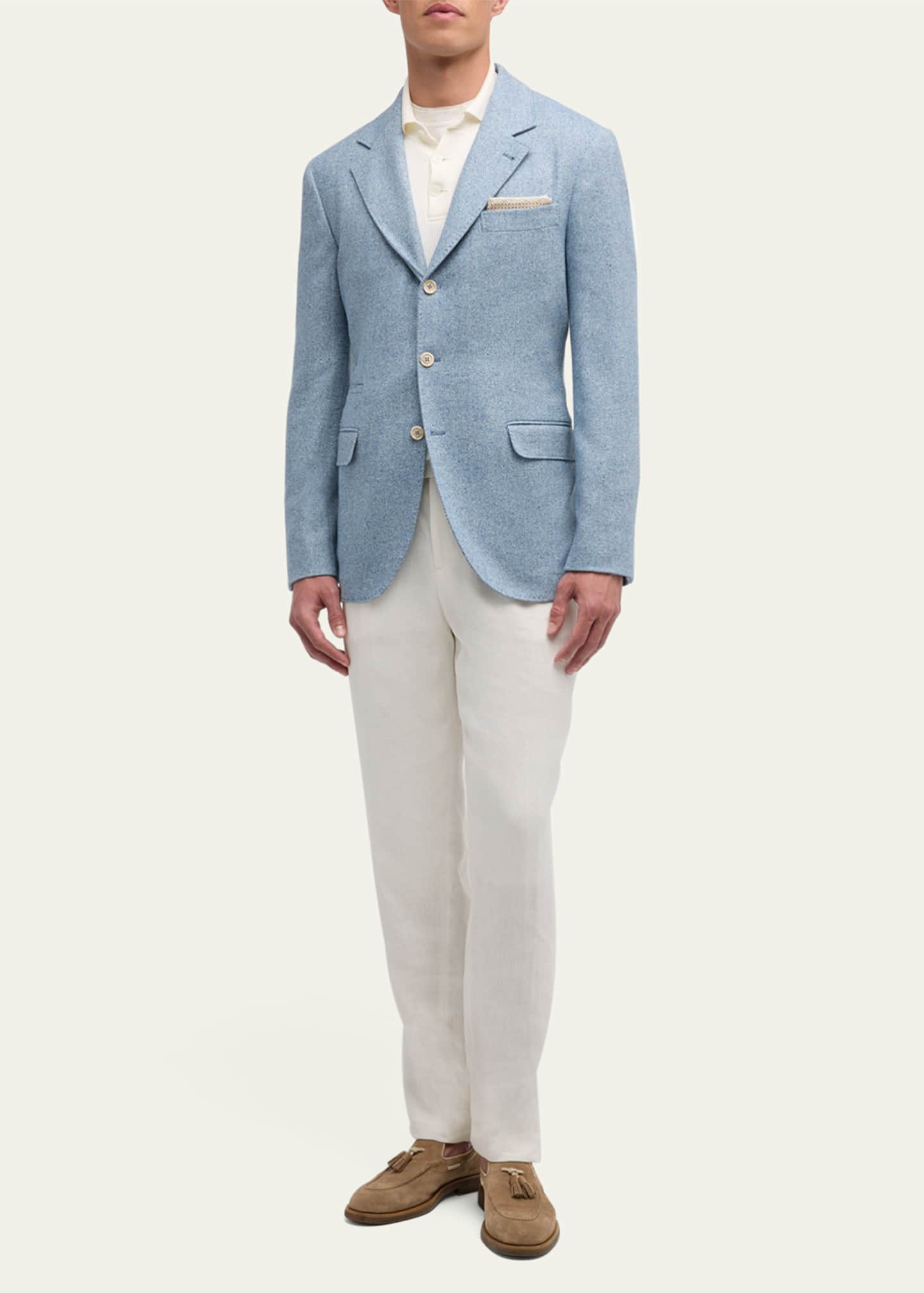 Brunello Cucinelli Men's Chevron Three-Button Sport Coat Image 2 of 5