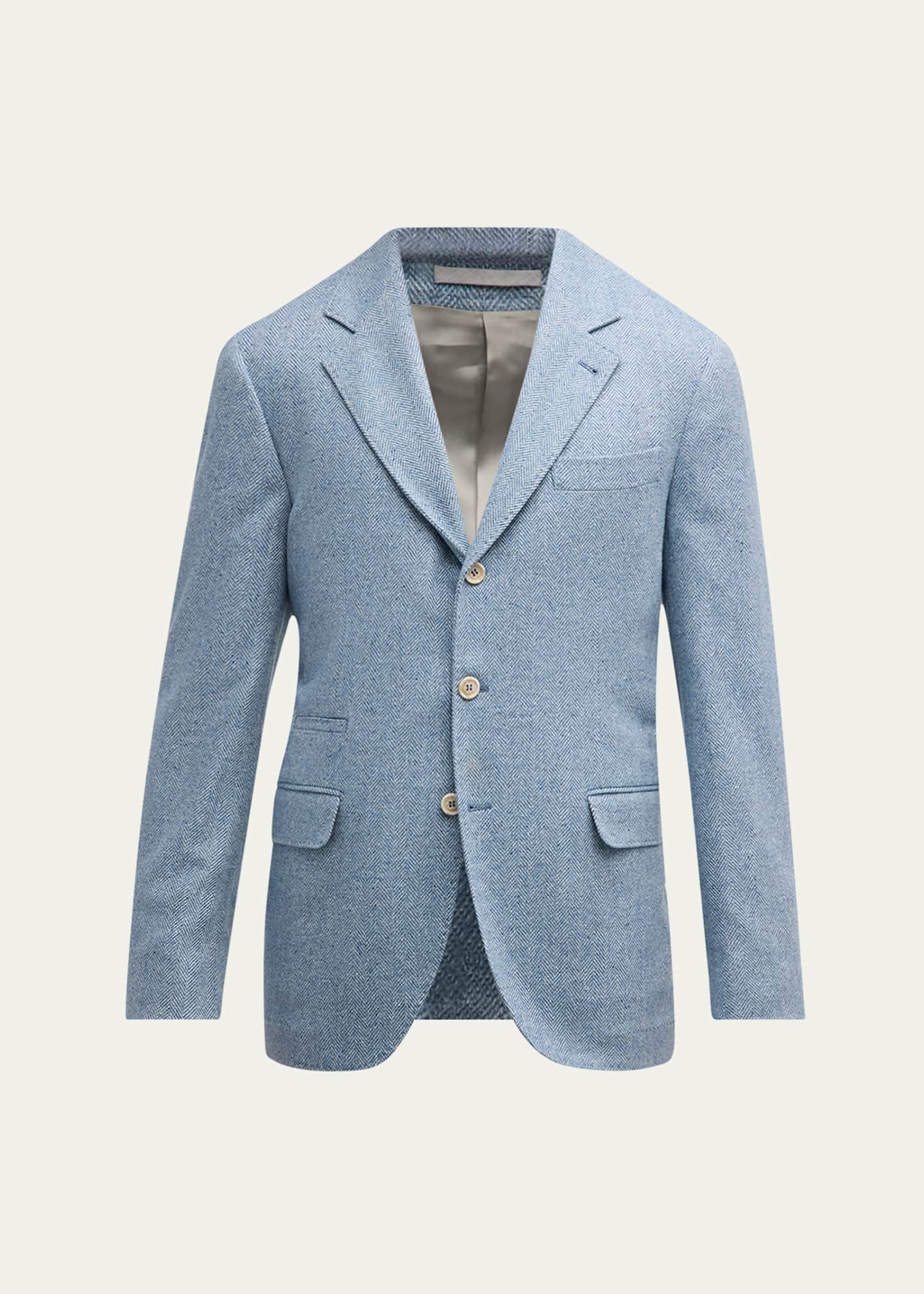 Brunello Cucinelli Men's Chevron Three-Button Sport Coat Image 1 of 5