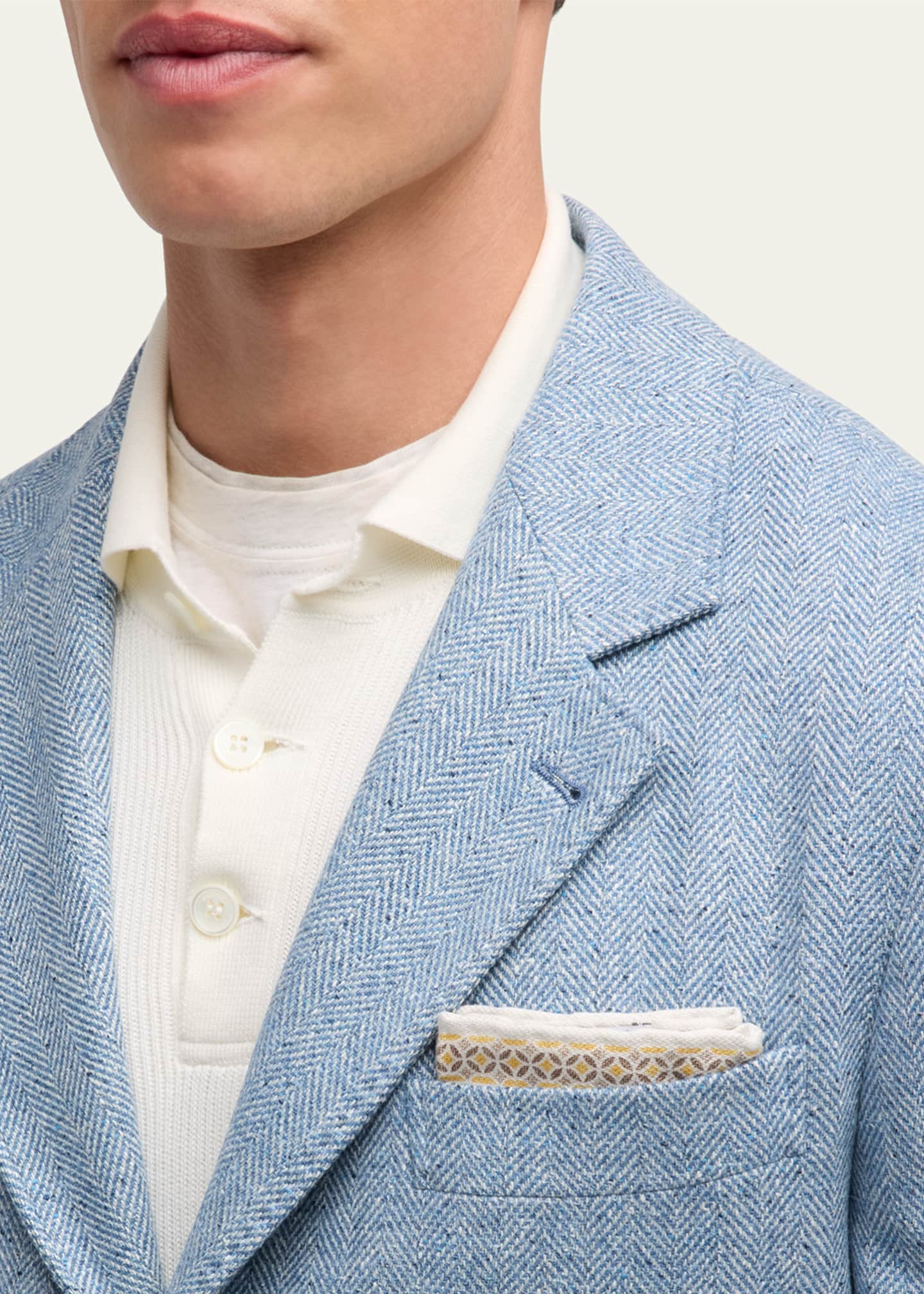 Brunello Cucinelli Men's Chevron Three-Button Sport Coat Image 5 of 5