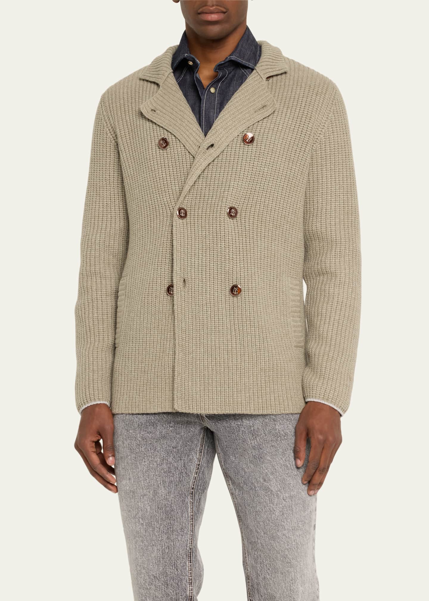 NOI-CH312 TAN DOUBLE BREASTED CARDIGAN