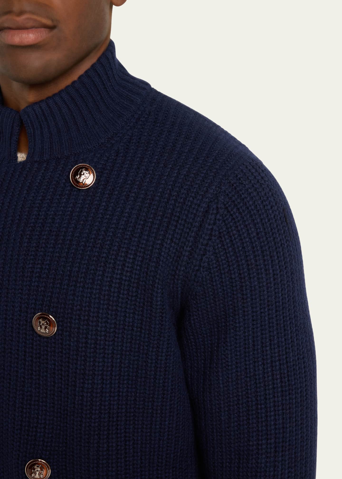 Brunello Cucinelli Men's Knit Double-Breasted Cardigan Image 5 of 5