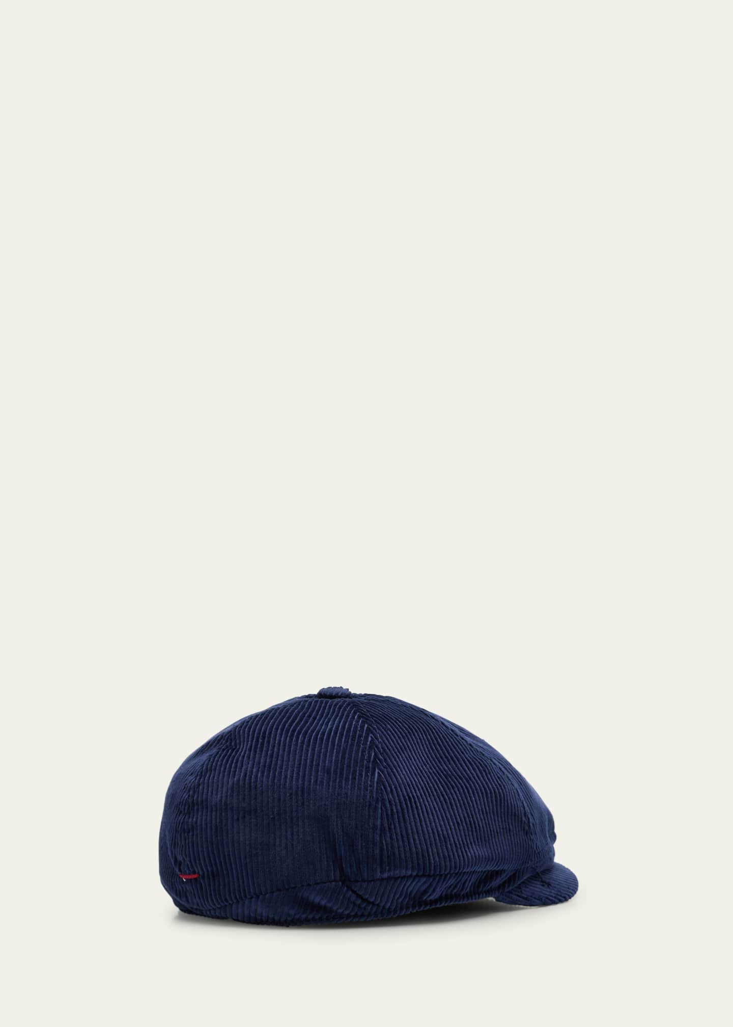 Brunello Cucinelli Men's Pinstripe Basque Newsboy Hat Image 2 of 2