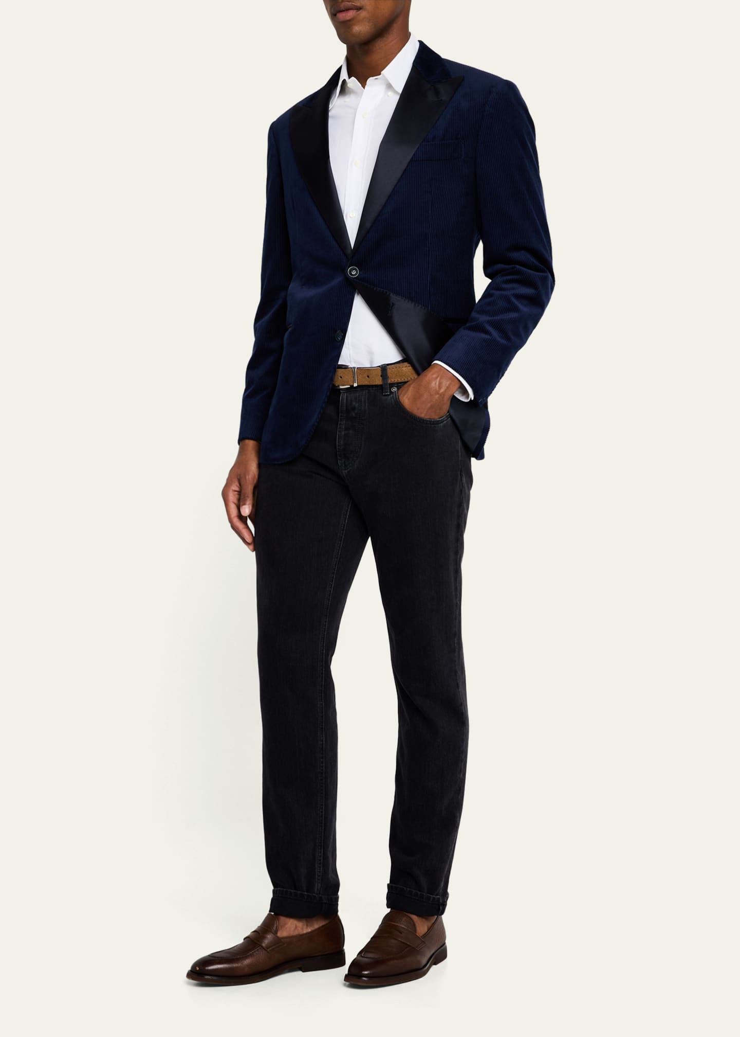 【送料&関税込】Brunello Cucinelli Giacca Brunello Cucinelli Men's Corduroy Satin-Lapel Dinner Jacket
