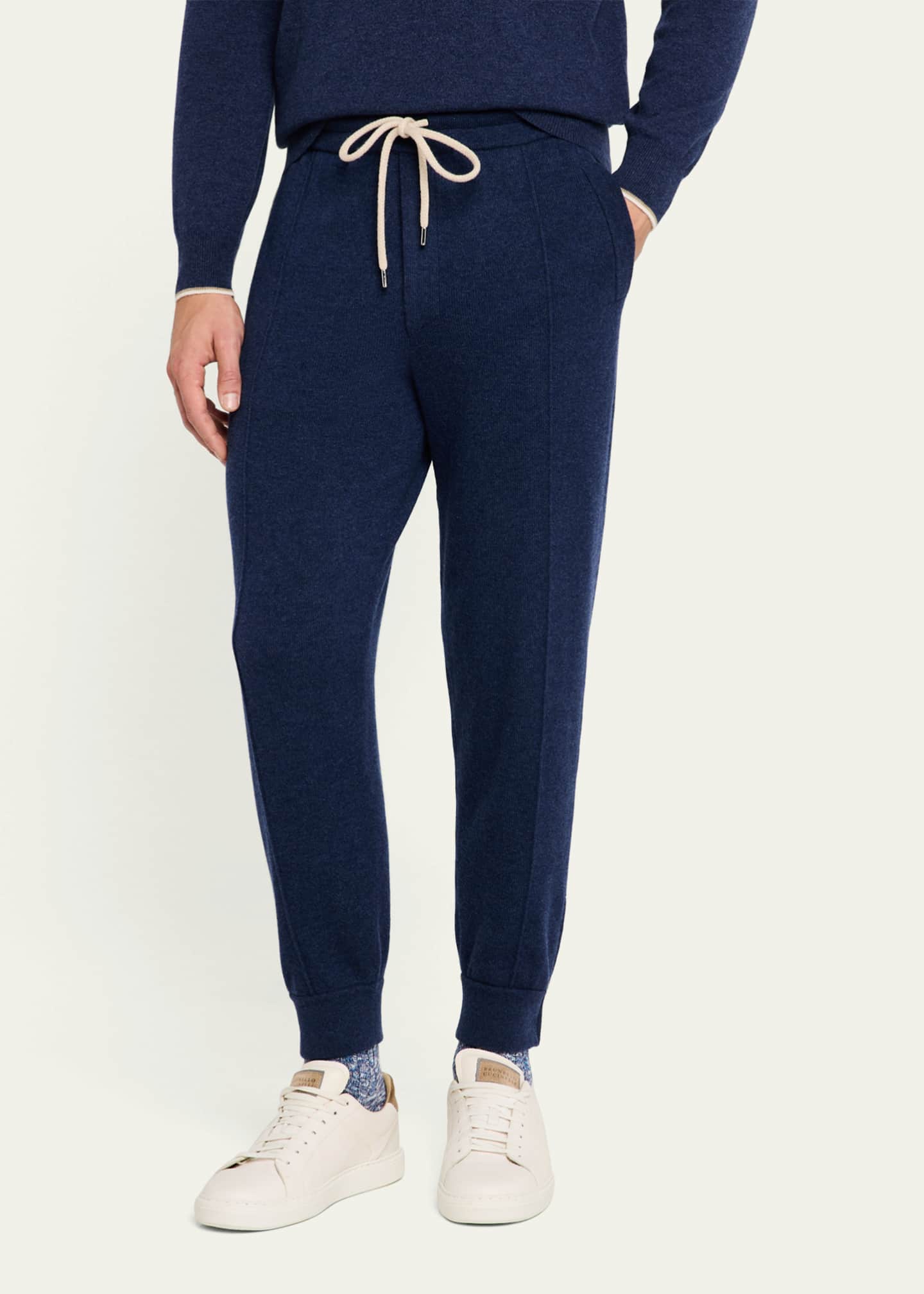 Brunello Cucinelli Men's Cashmere Pleated Drawstring Sweatpants Image 4 of 5