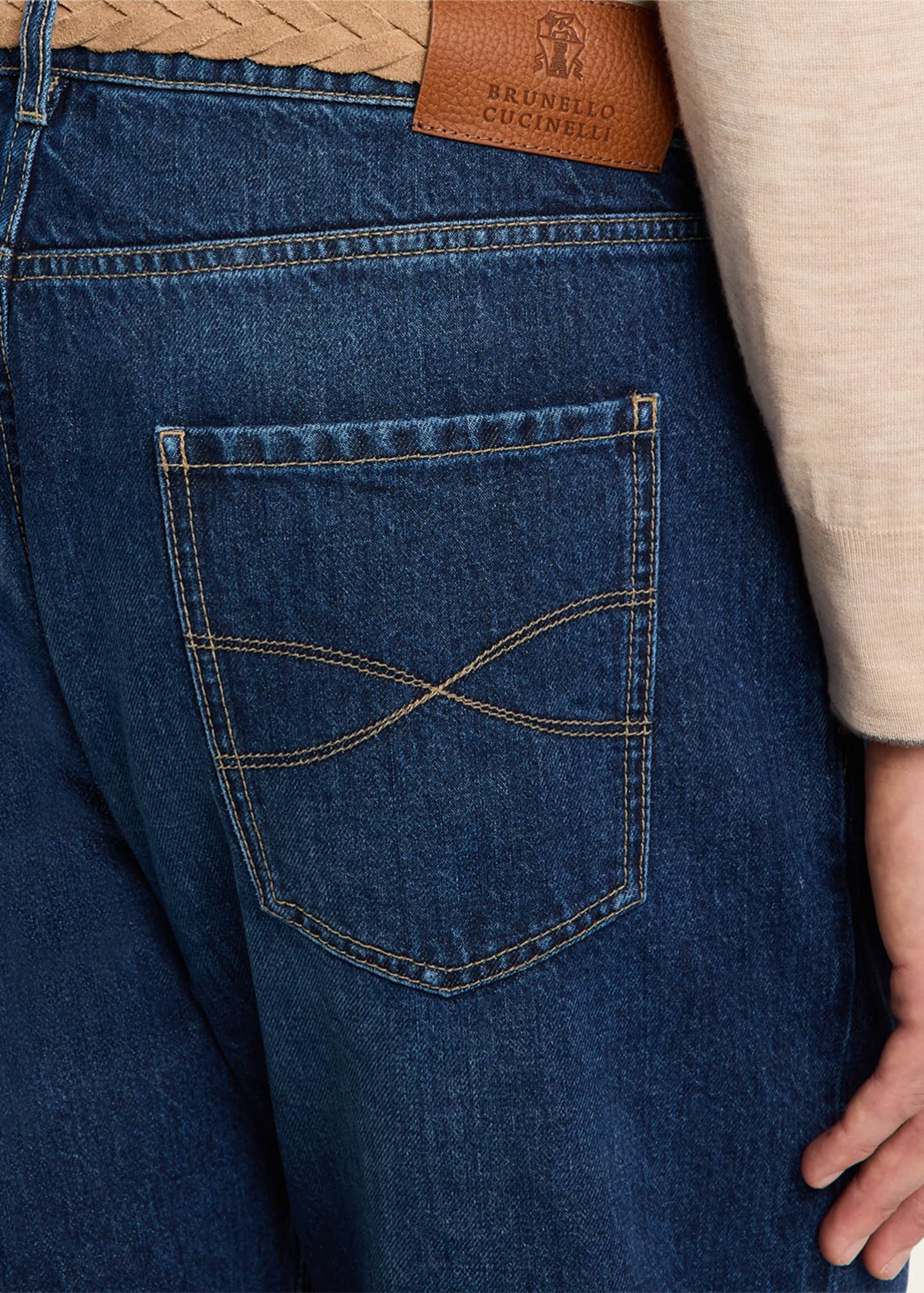 Brunello Cucinelli Men's Iconic Fit Dark-Wash Jeans Image 5 of 5