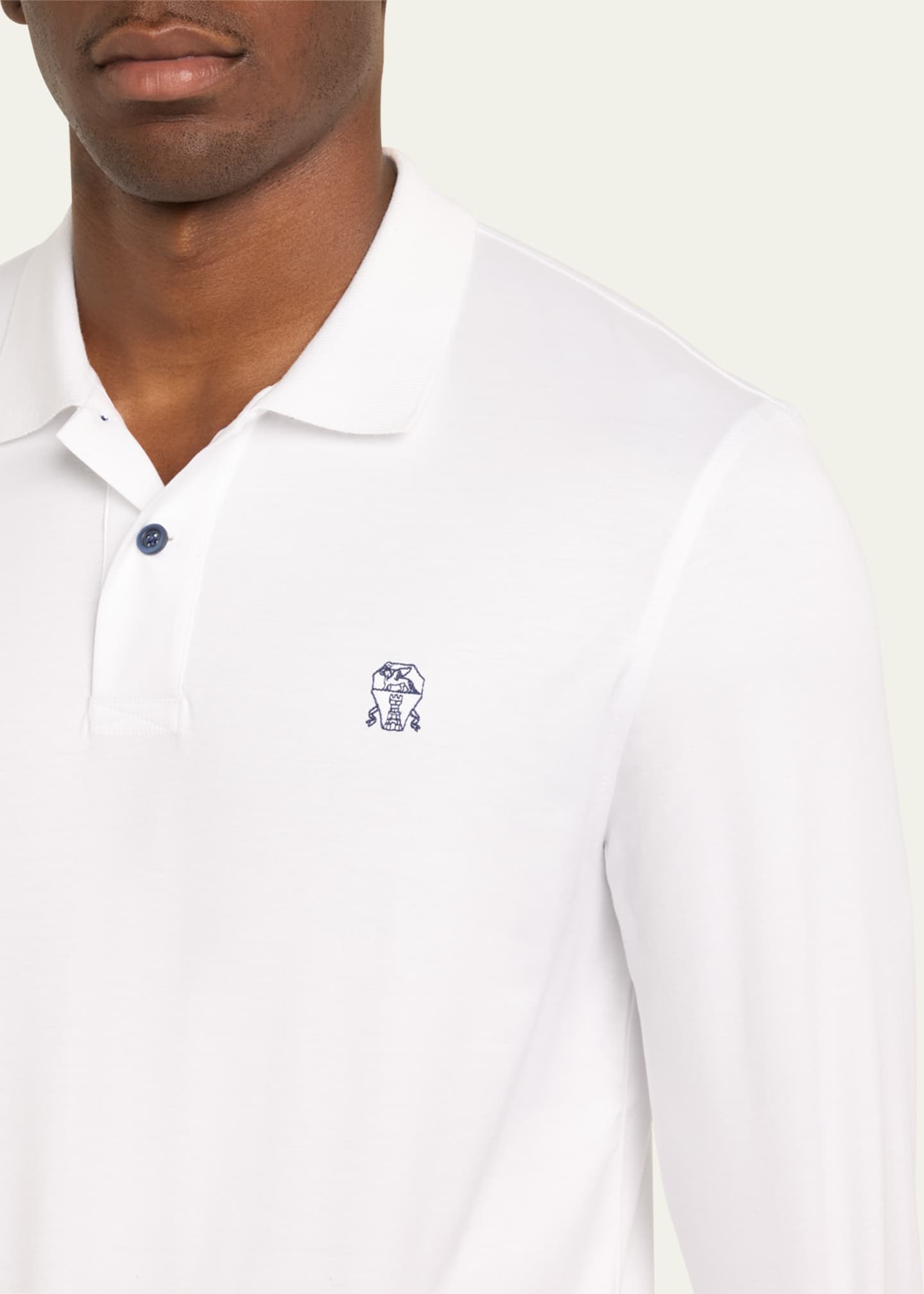 Brunello Cucinelli Men's Long-Sleeve Travel Polo Shirt