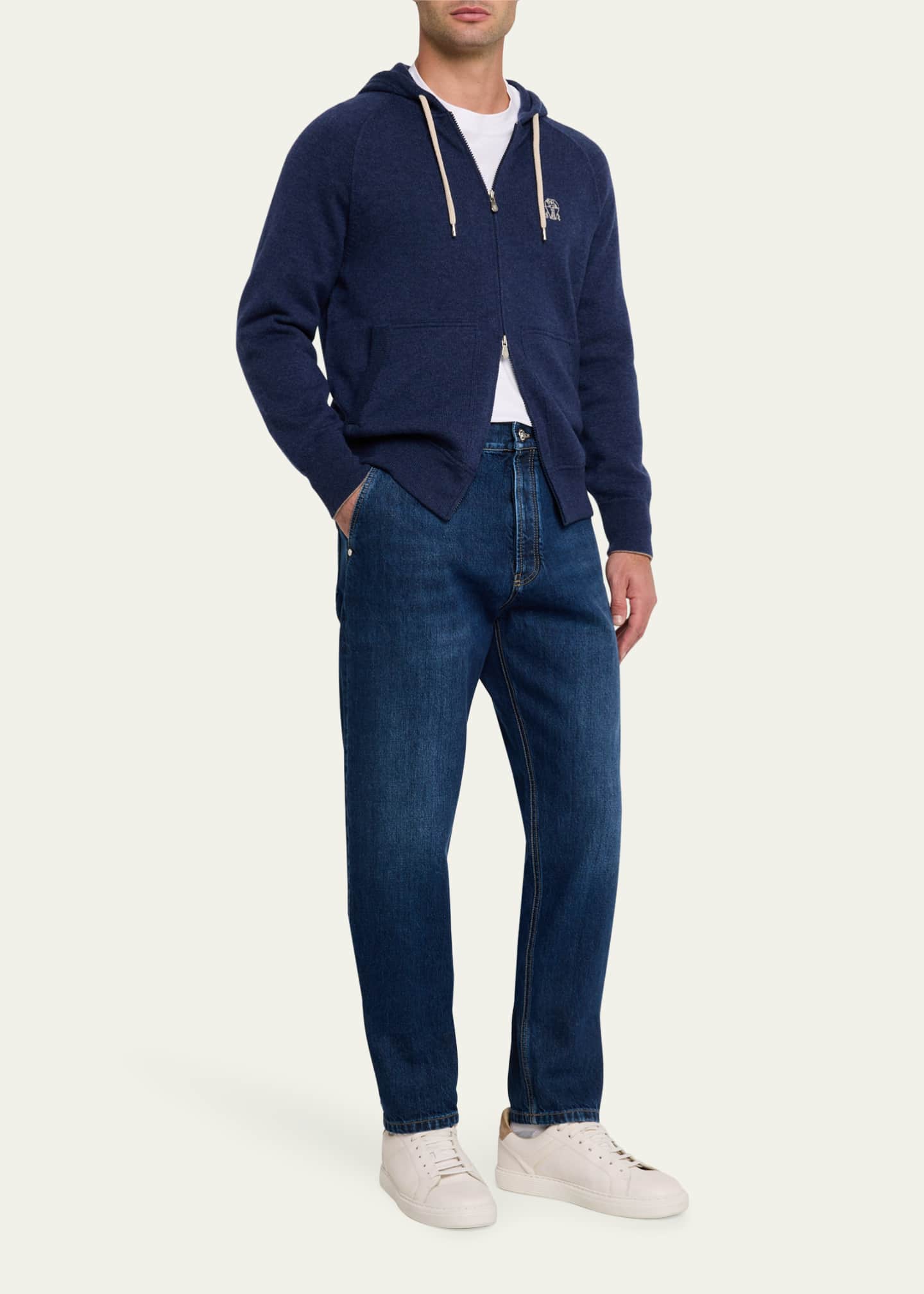 Brunello Cucinelli Men's Cashmere Full-Zip Hoodie Image 2 of 5