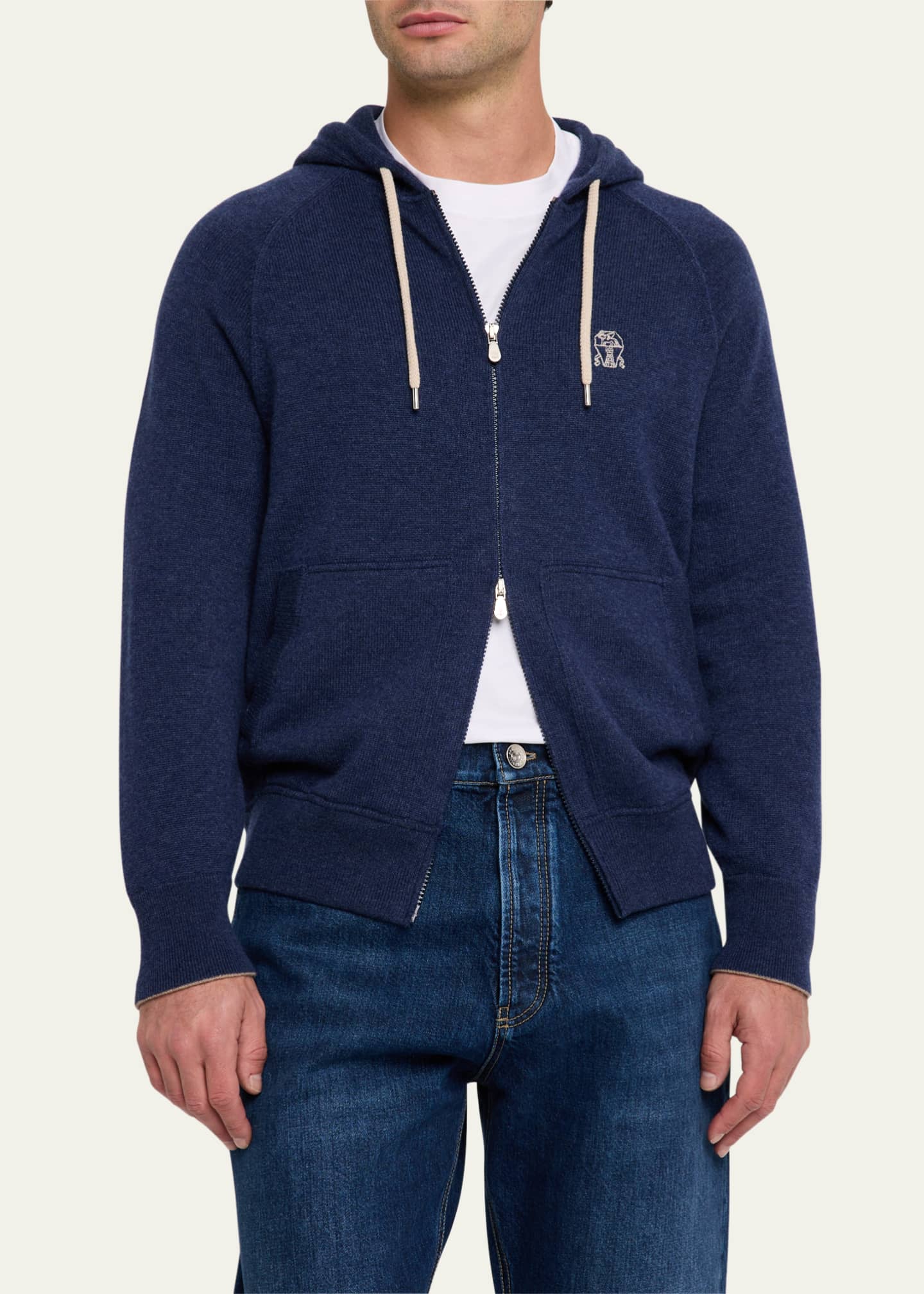 Brunello Cucinelli Men's Cashmere Full-Zip Hoodie Image 4 of 5