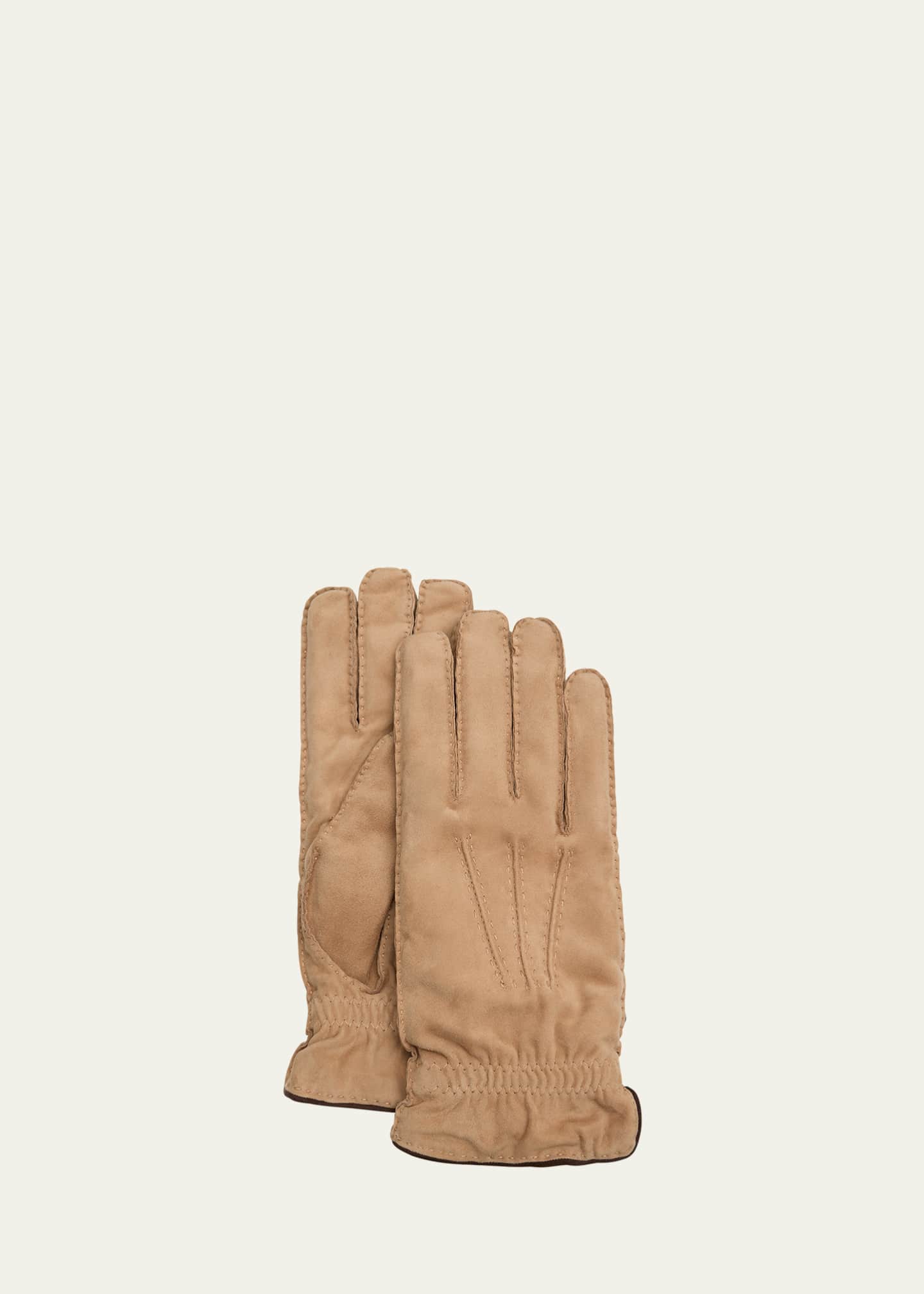 Brunello Cucinelli Men's Suede Cashmere-Lined Riding Gloves