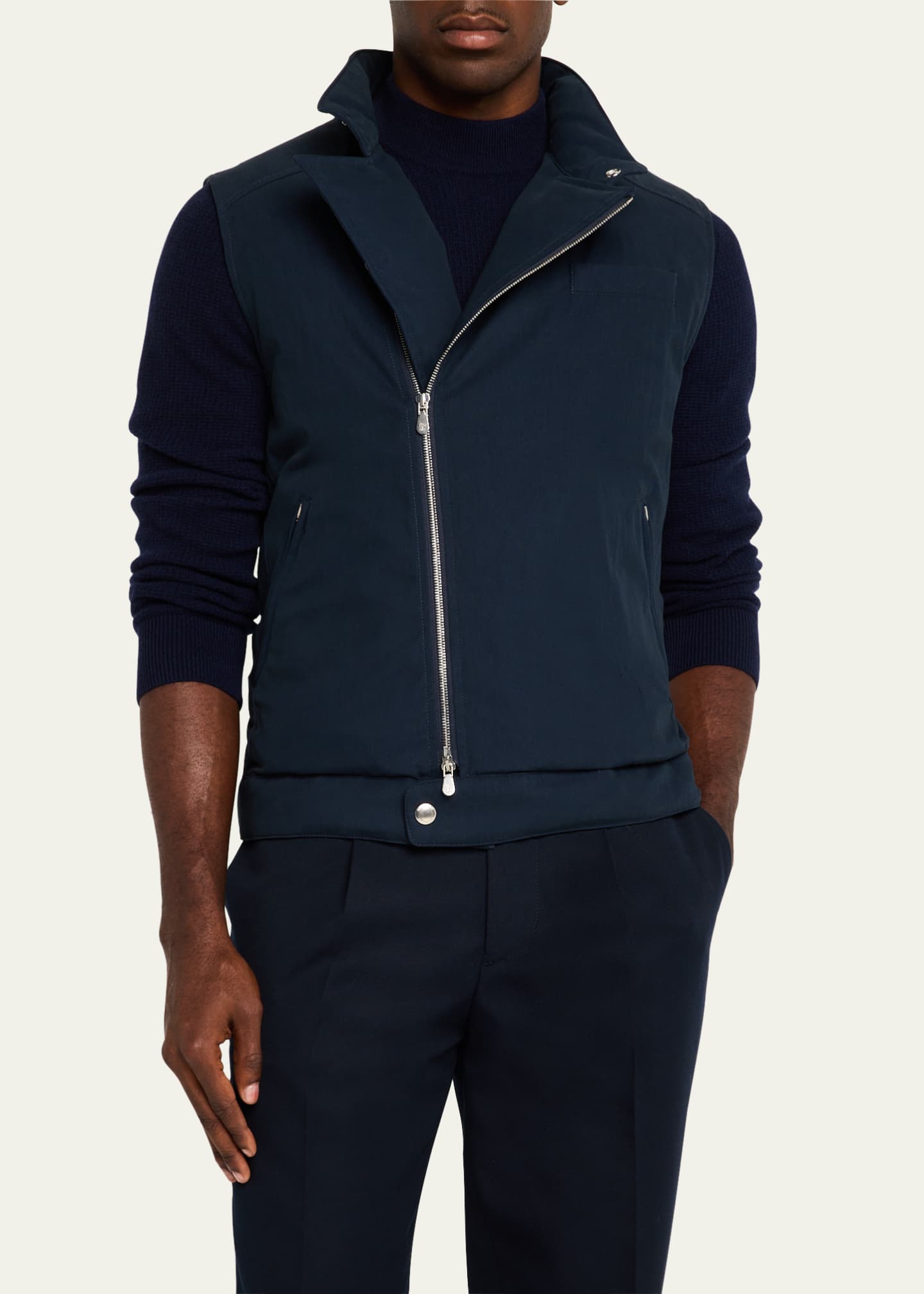 Brunello Cucinelli Men's Solaro Asymmetric Zip Vest Image 4 of 4
