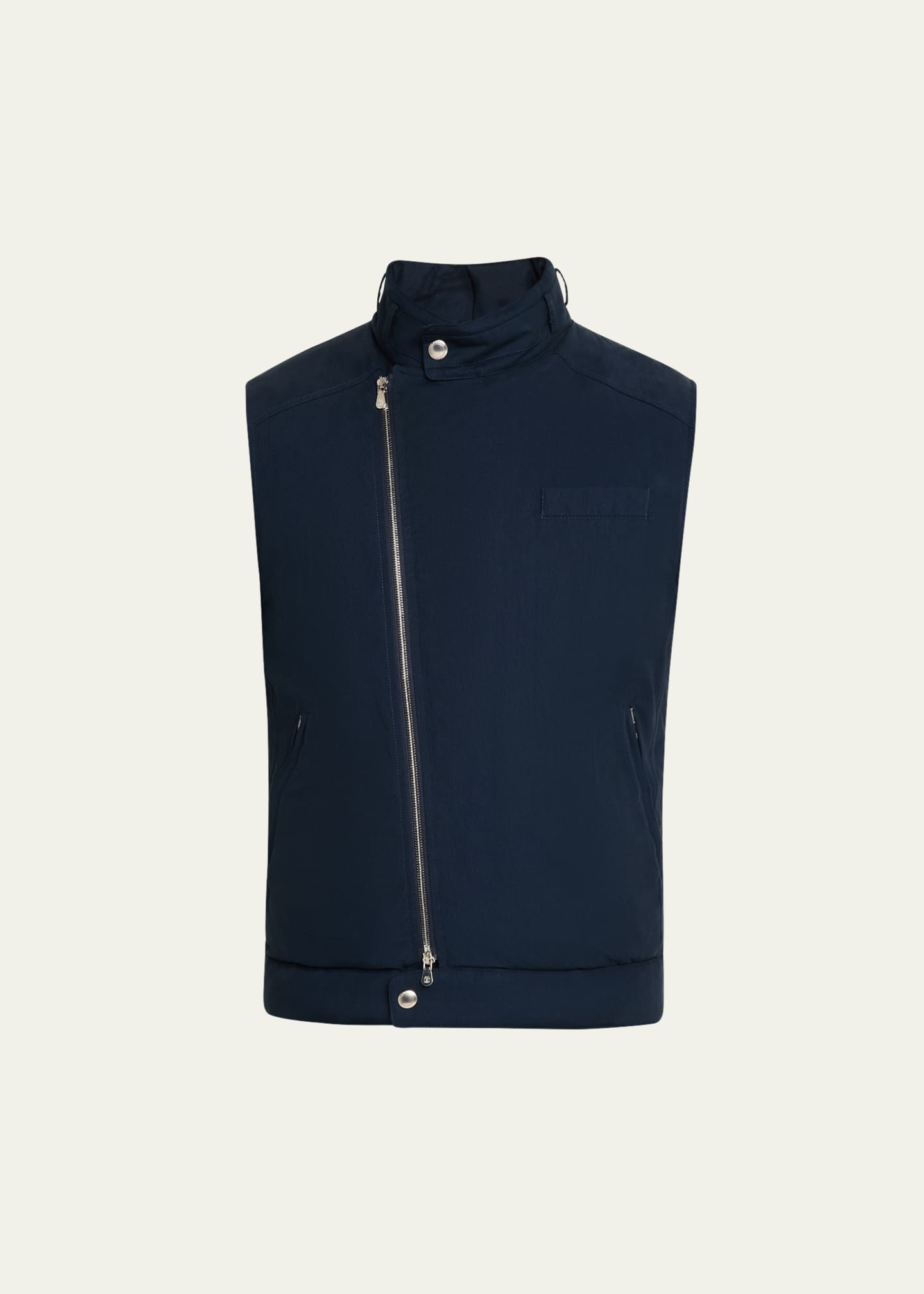 Brunello Cucinelli Men's Solaro Asymmetric Zip Vest Image 1 of 4
