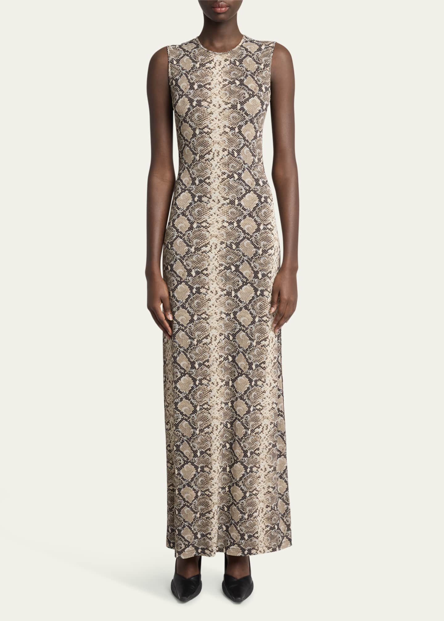 Marine Serre Python-Print Mesh-Panel Jersey Tank Dress - Bergdorf Goodman