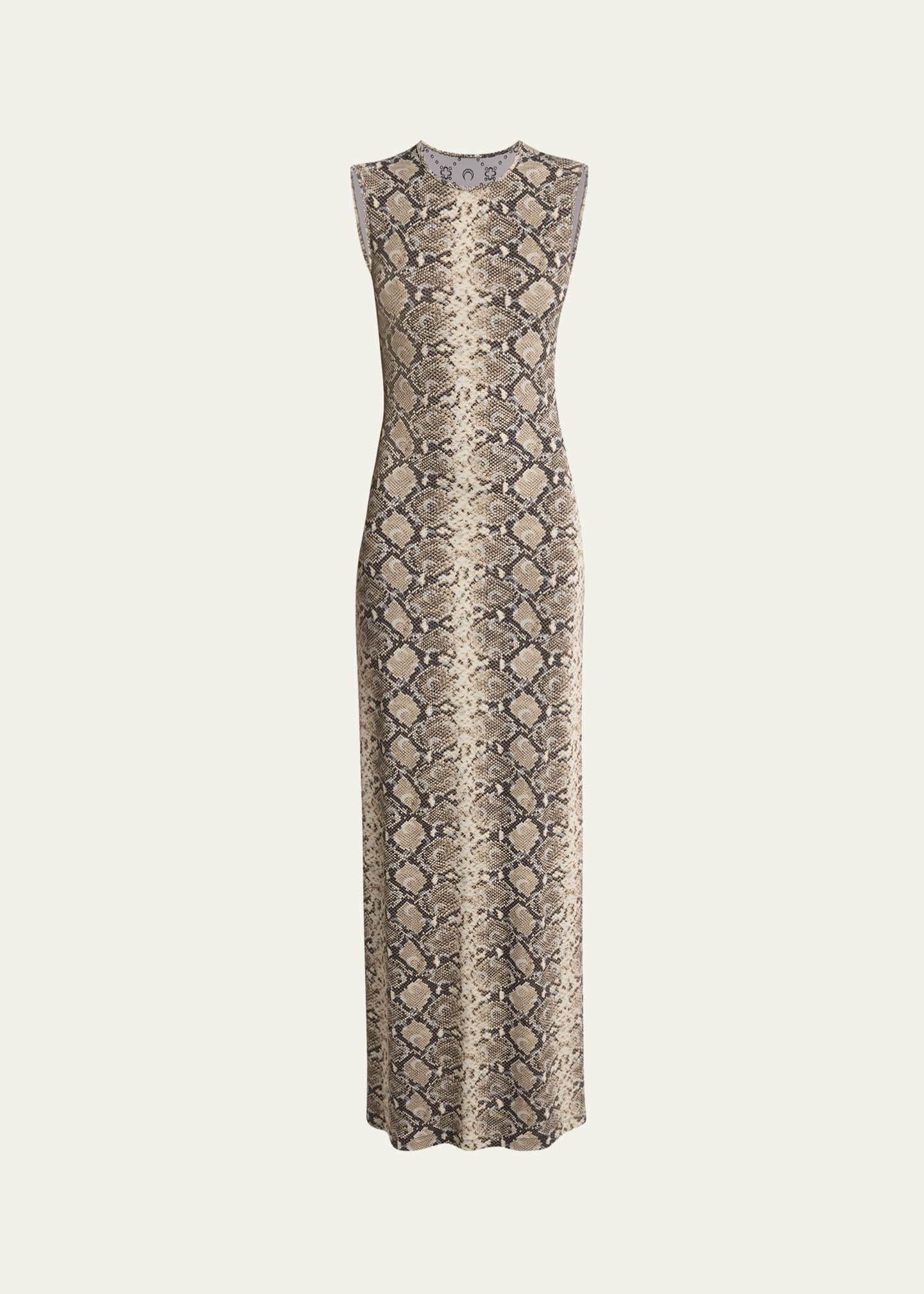 Marine Serre Python-Print Mesh-Panel Jersey Tank Dress - Bergdorf Goodman
