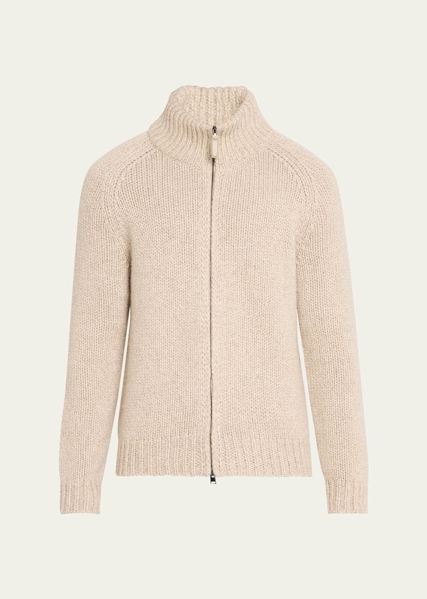 Brioni Men's Cashmere Mouline Zip Sweater Image 1 of 5
