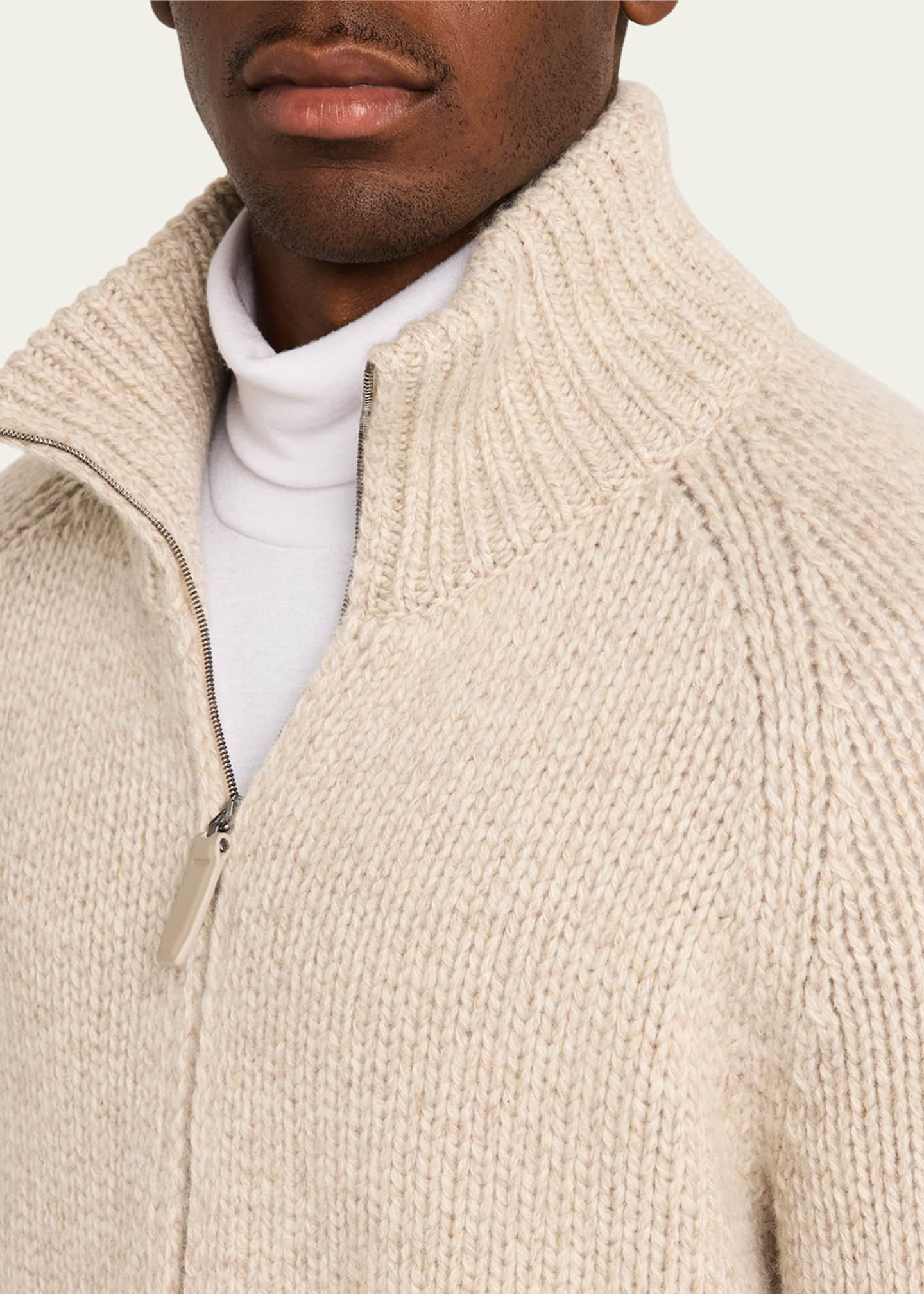 Brioni Men's Cashmere Mouline Zip Sweater Image 5 of 5