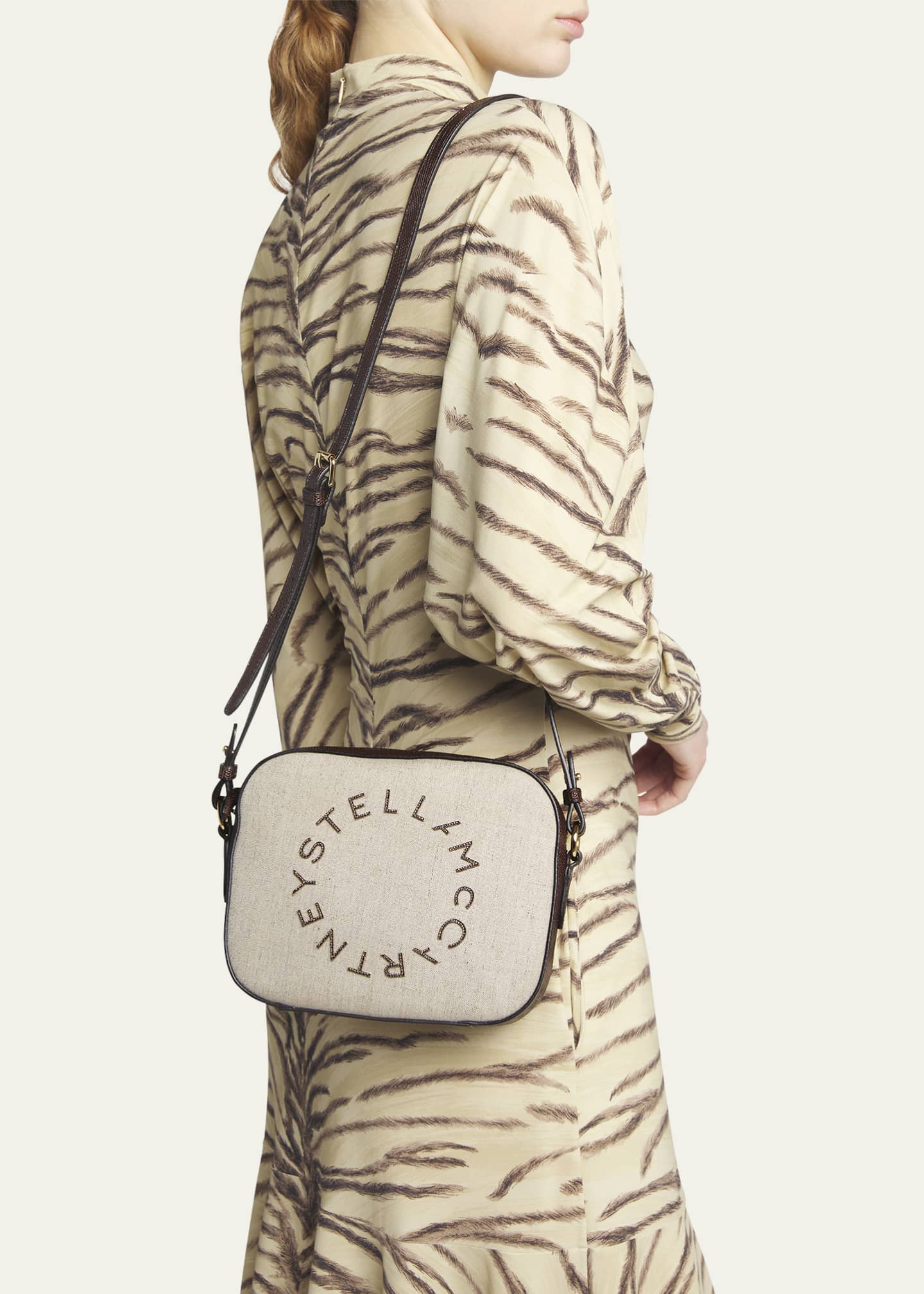 Stella Mccartney Canvas Logo Camera Bag Birch