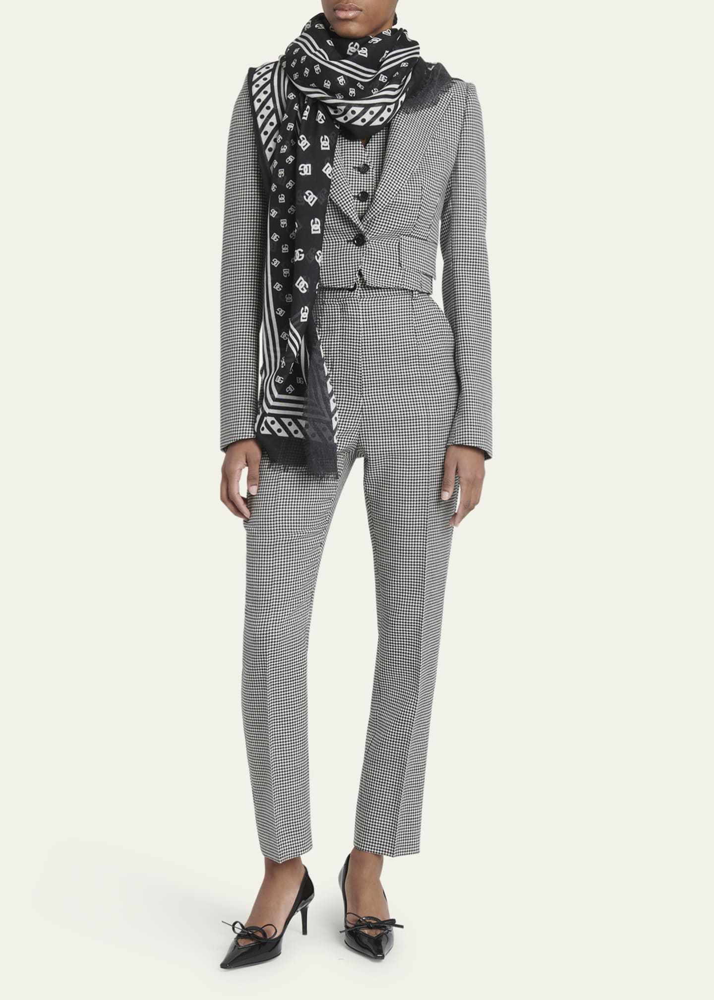 Dolce&Gabbana All-Over DG Print Silk & Cashmere Shawl Image 2 of 4