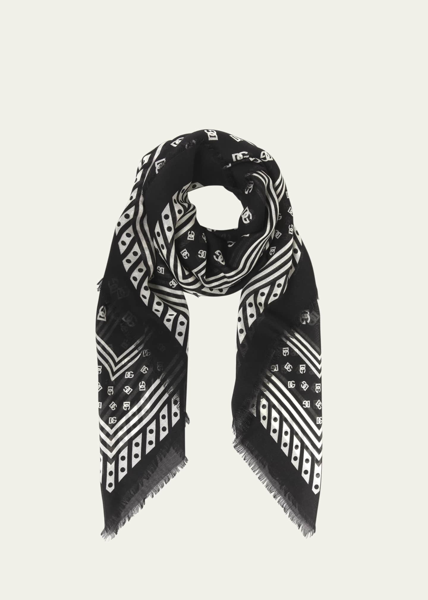 Dolce&Gabbana All-Over DG Print Silk & Cashmere Shawl Image 1 of 4