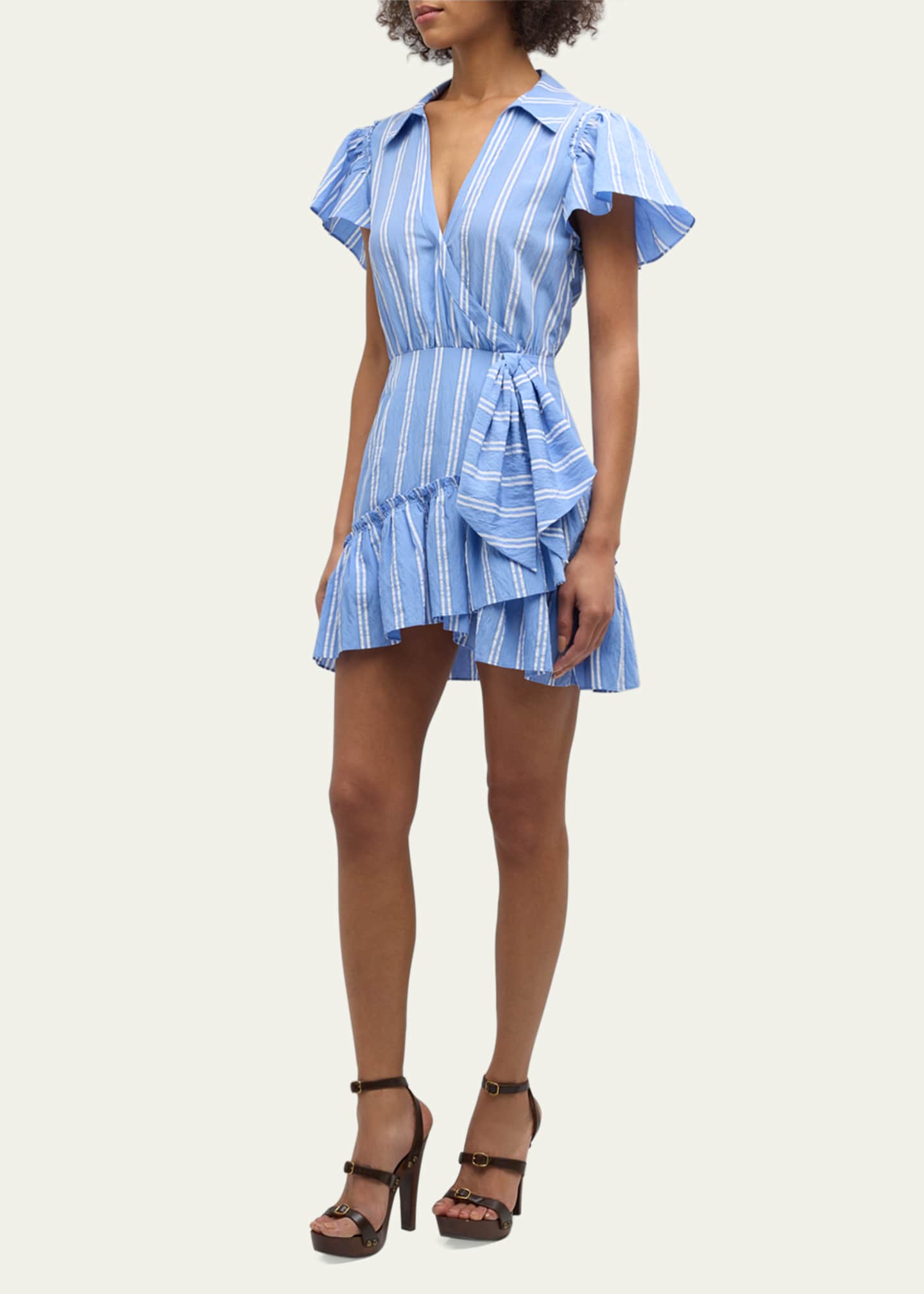 Cinq a Sept Lila Asymmetric Ruffle Faux-Wrap Mini Dress Image 2 of 5