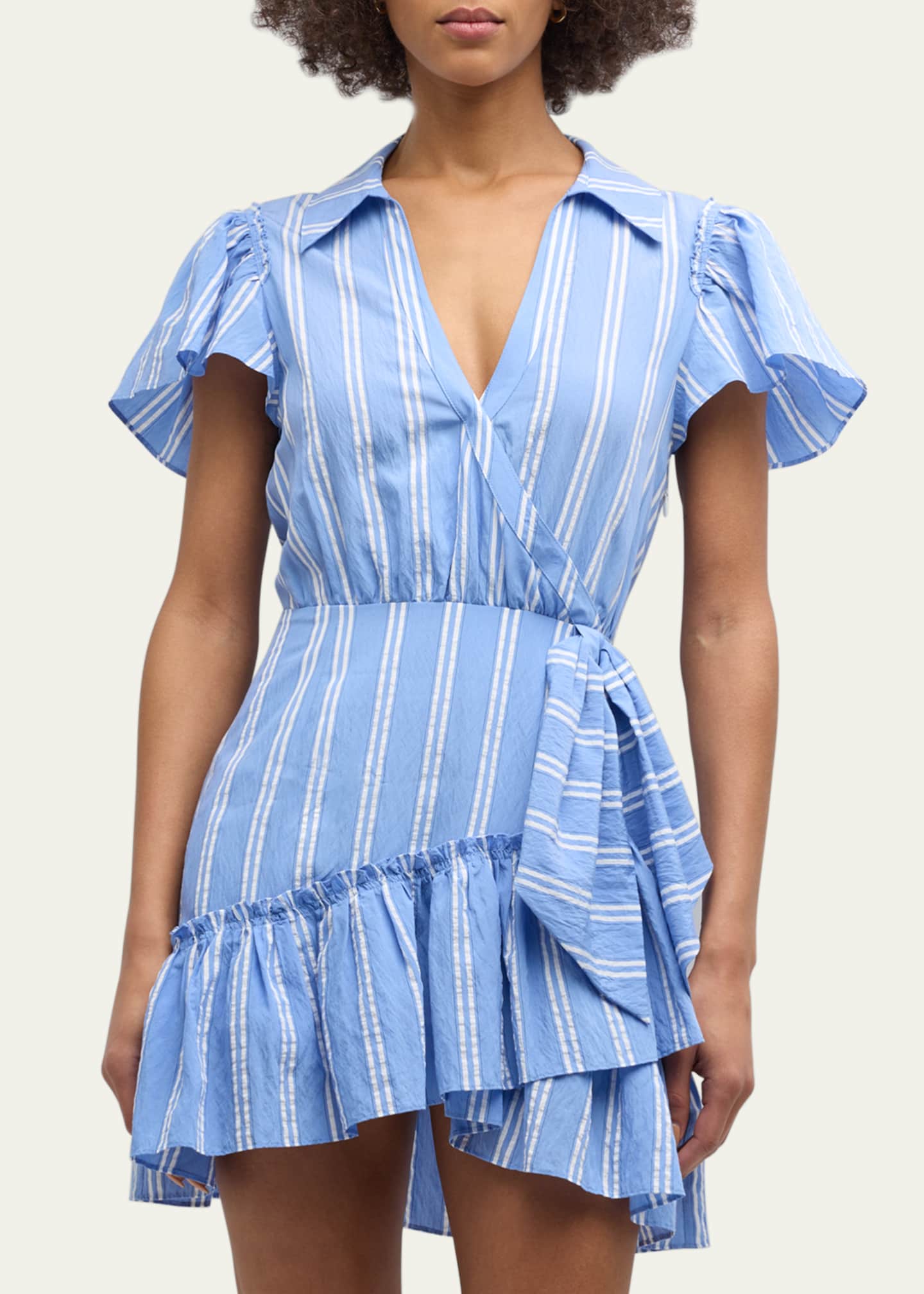 Cinq a Sept Lila Asymmetric Ruffle Faux-Wrap Mini Dress Image 4 of 5