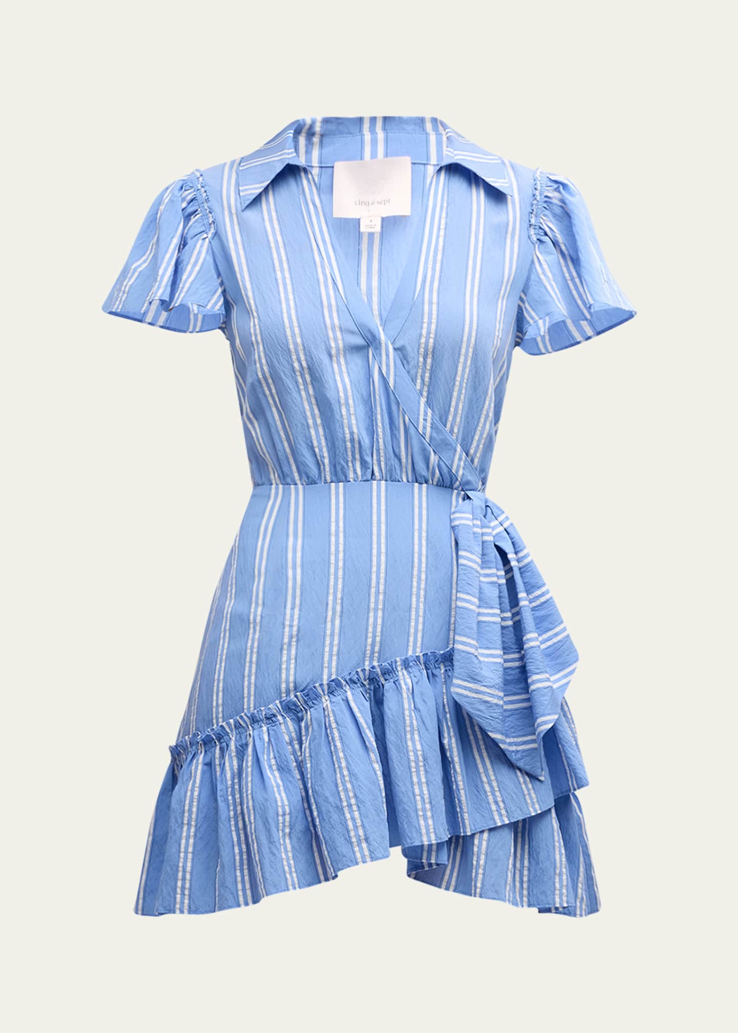Cinq a Sept Lila Asymmetric Ruffle Faux-Wrap Mini Dress Image 1 of 5