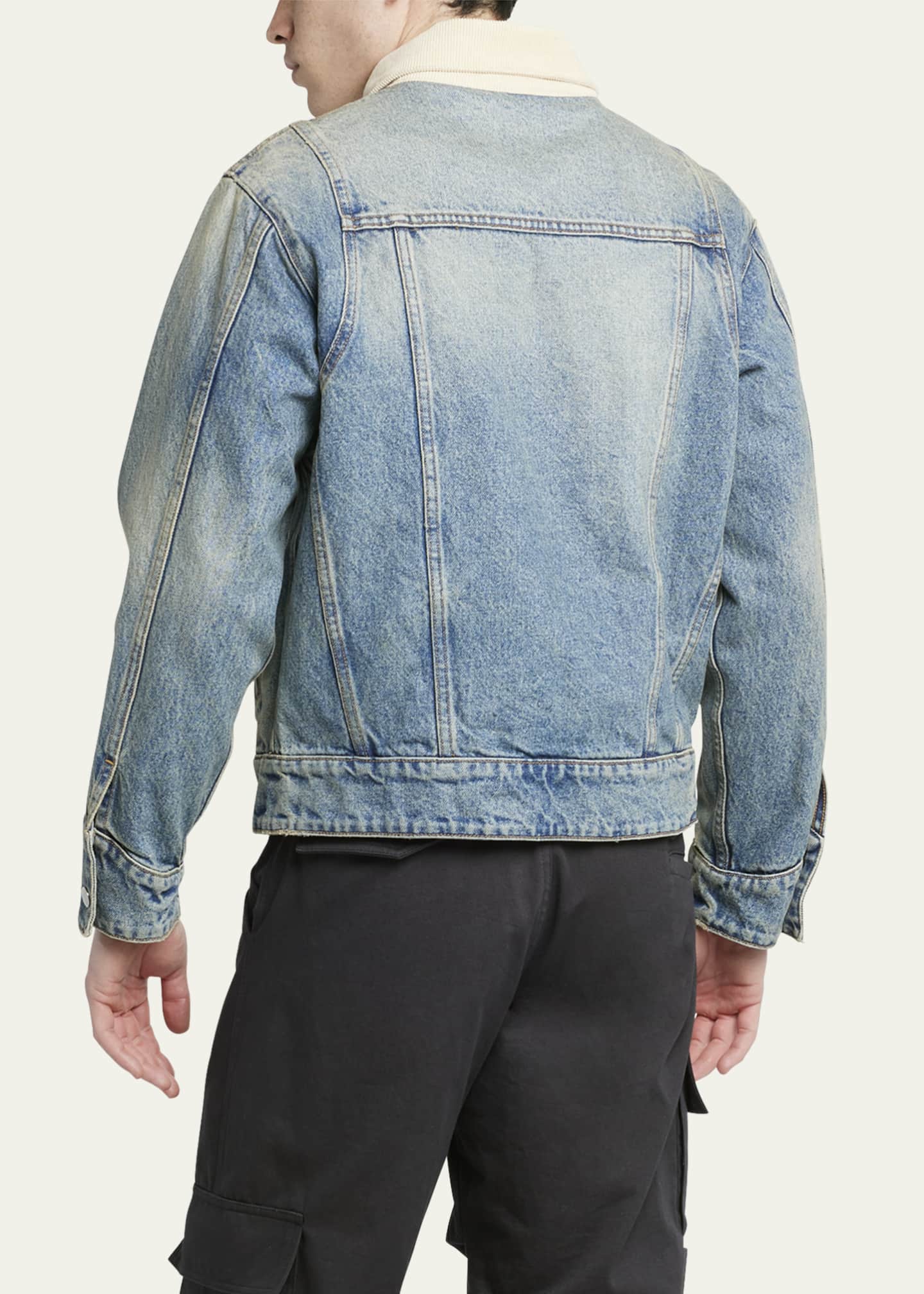 Rhude Men s Denim Trucker Jacket with Corduroy Collar