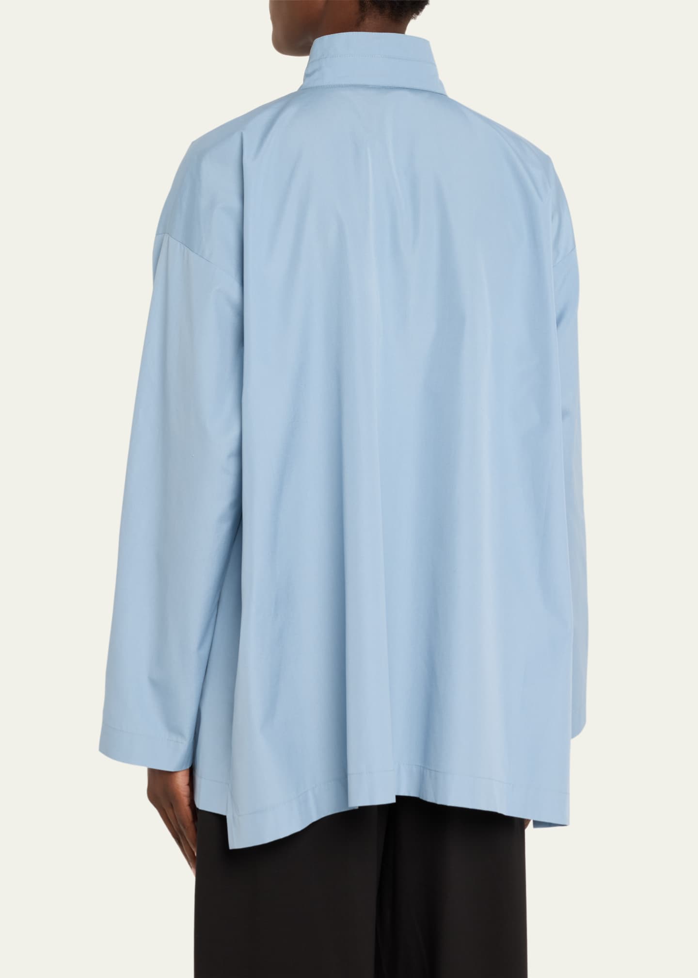 Eskandar Slim A-Line Double Stand Collar Shirt with Stepped Insert (Long Length) Image 3 of 5