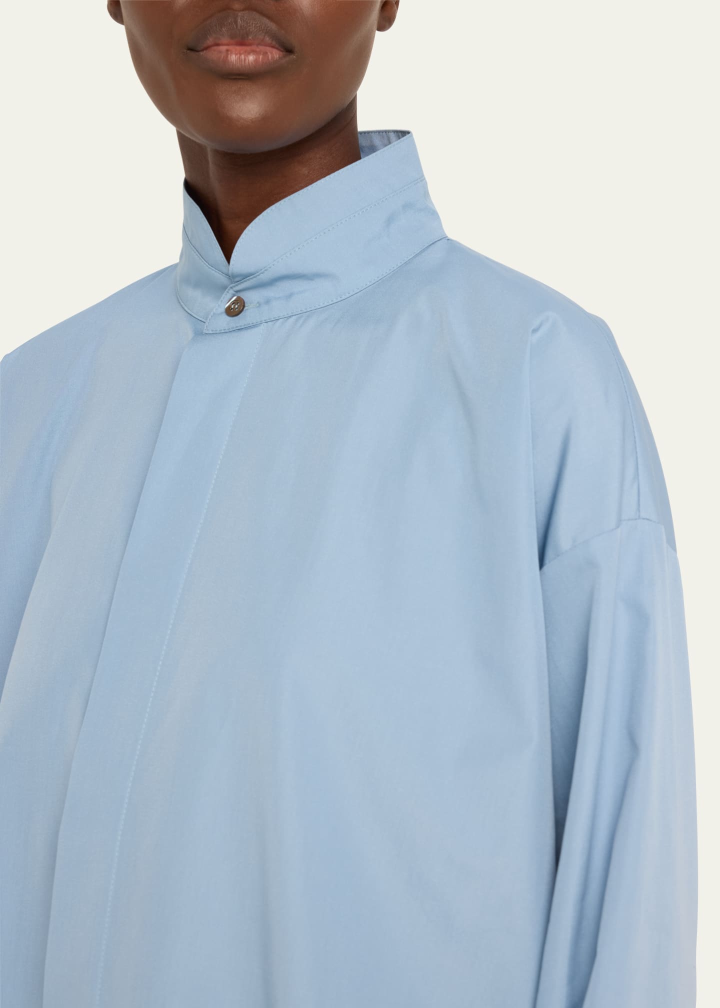 Eskandar Slim A-Line Double Stand Collar Shirt with Stepped Insert (Long Length) Image 5 of 5