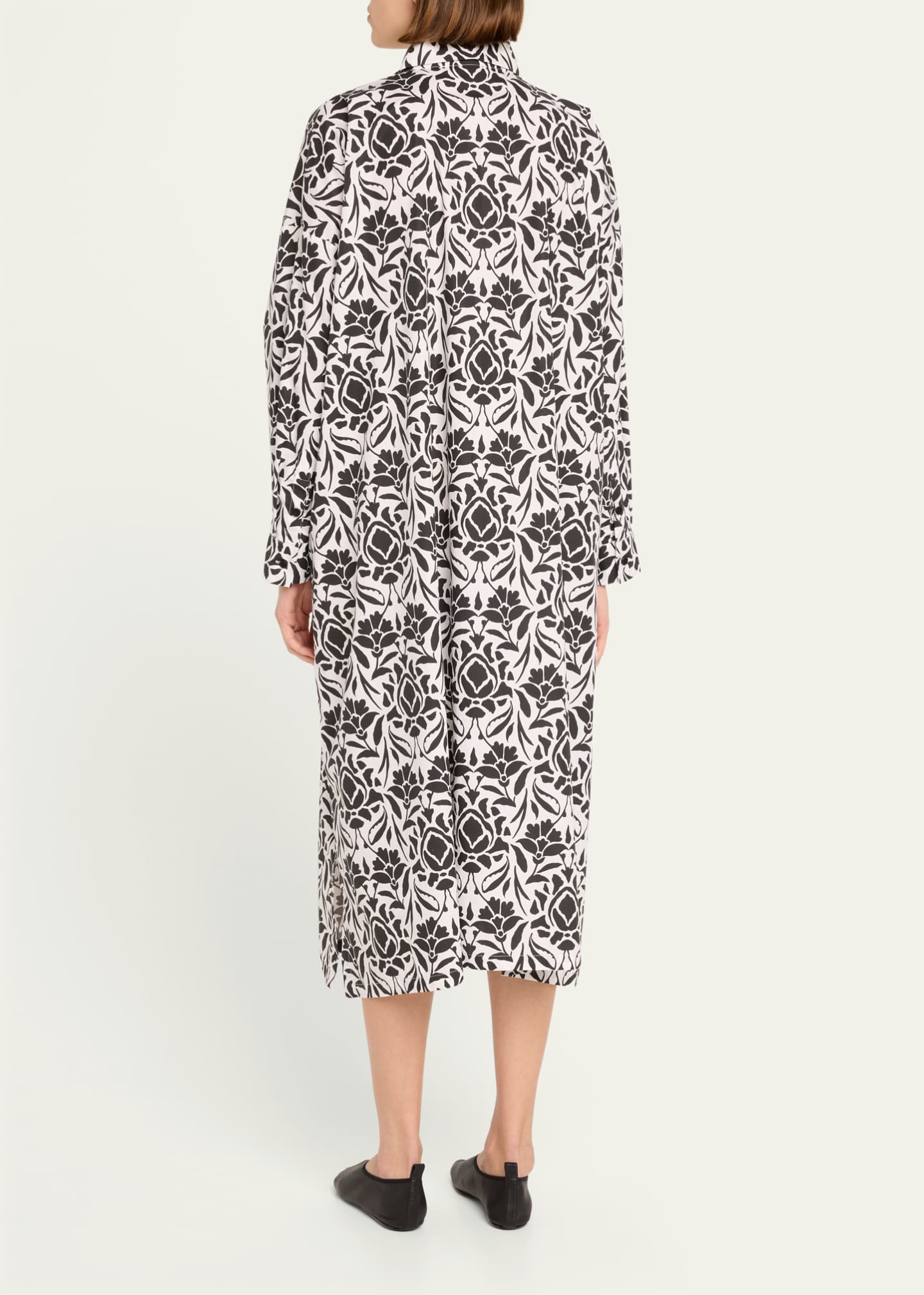 Eskandar Printed Wide A-line Shirtdress Image 3 of 5