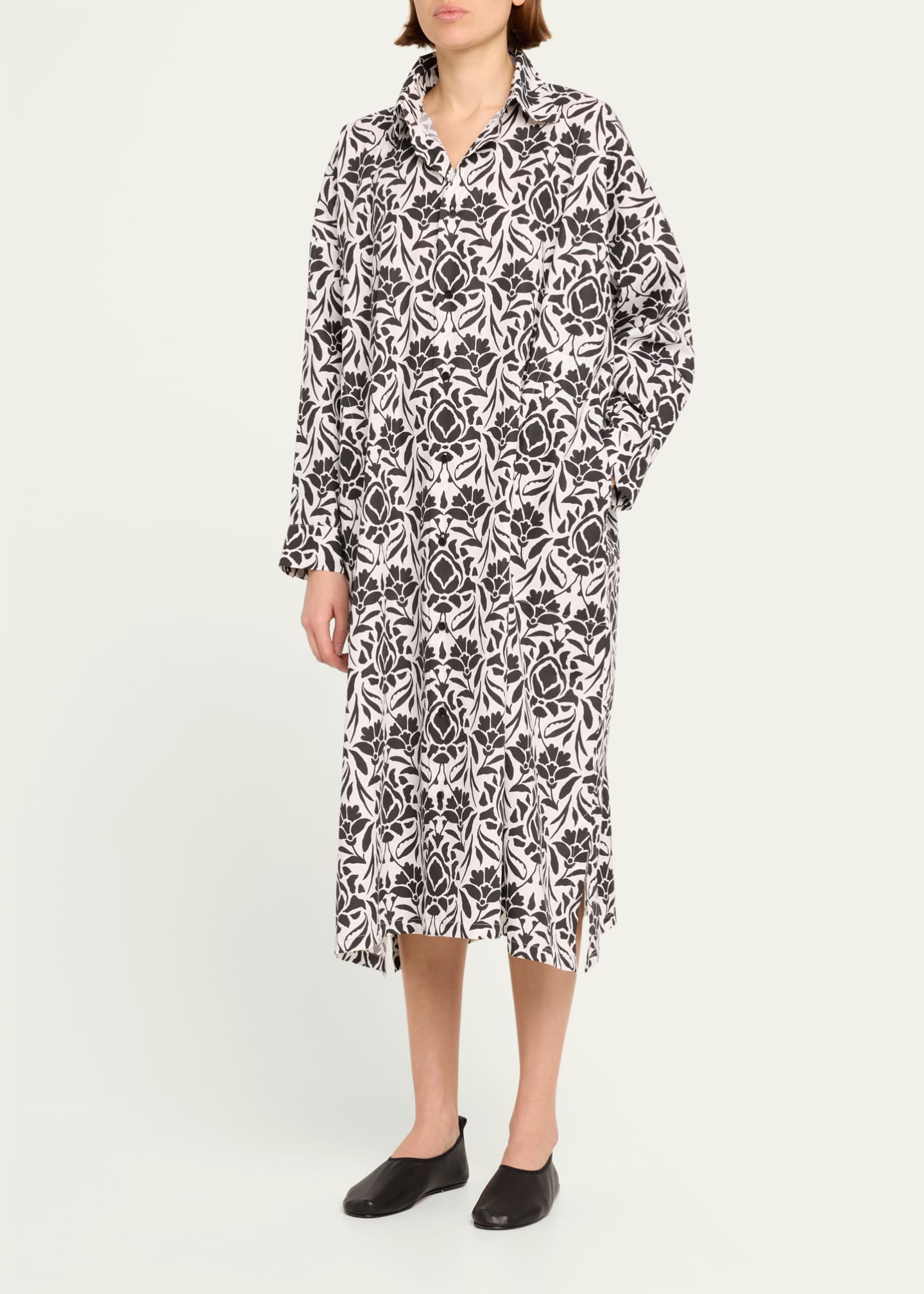 Eskandar Printed Wide A-line Shirtdress Image 4 of 5